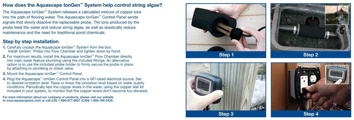 Aquascape IonGen installed in pond plumbing demonstrating discreet fit and reduced maintenance benefit