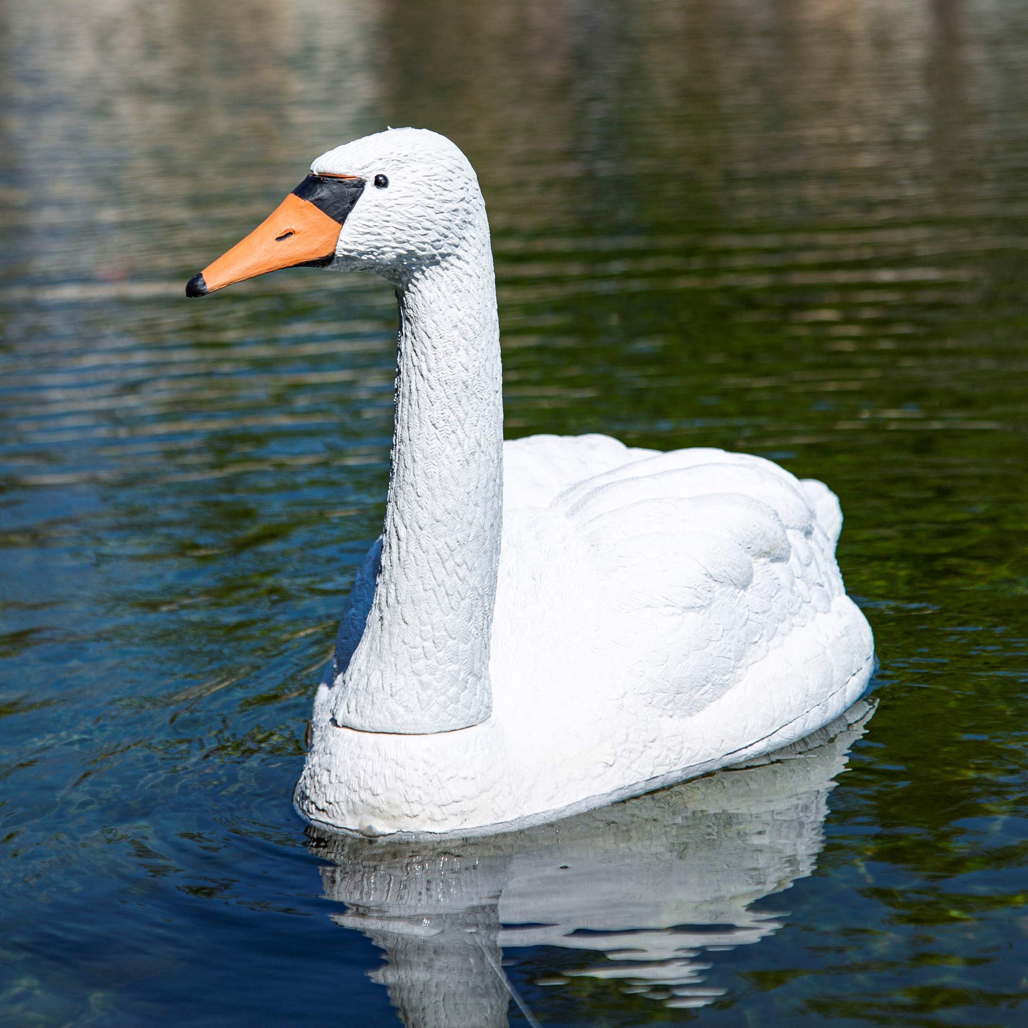 Aquascape swan close-up of feather texture highlighting durable finish