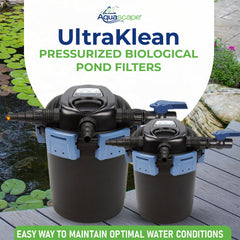 Aquascape close-up of UV clarifier chamber highlighting algae-reduction performance