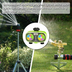 AQUASTAR connected to two hoses demonstrating simultaneous watering convenience