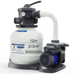 AQUASTRONG front view of pump and sand filter showing compact design and easy access