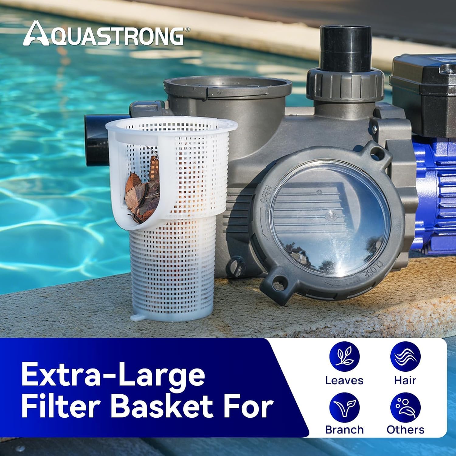 AQUASTRONG in a backyard pool scene demonstrating improved water circulation and comfort