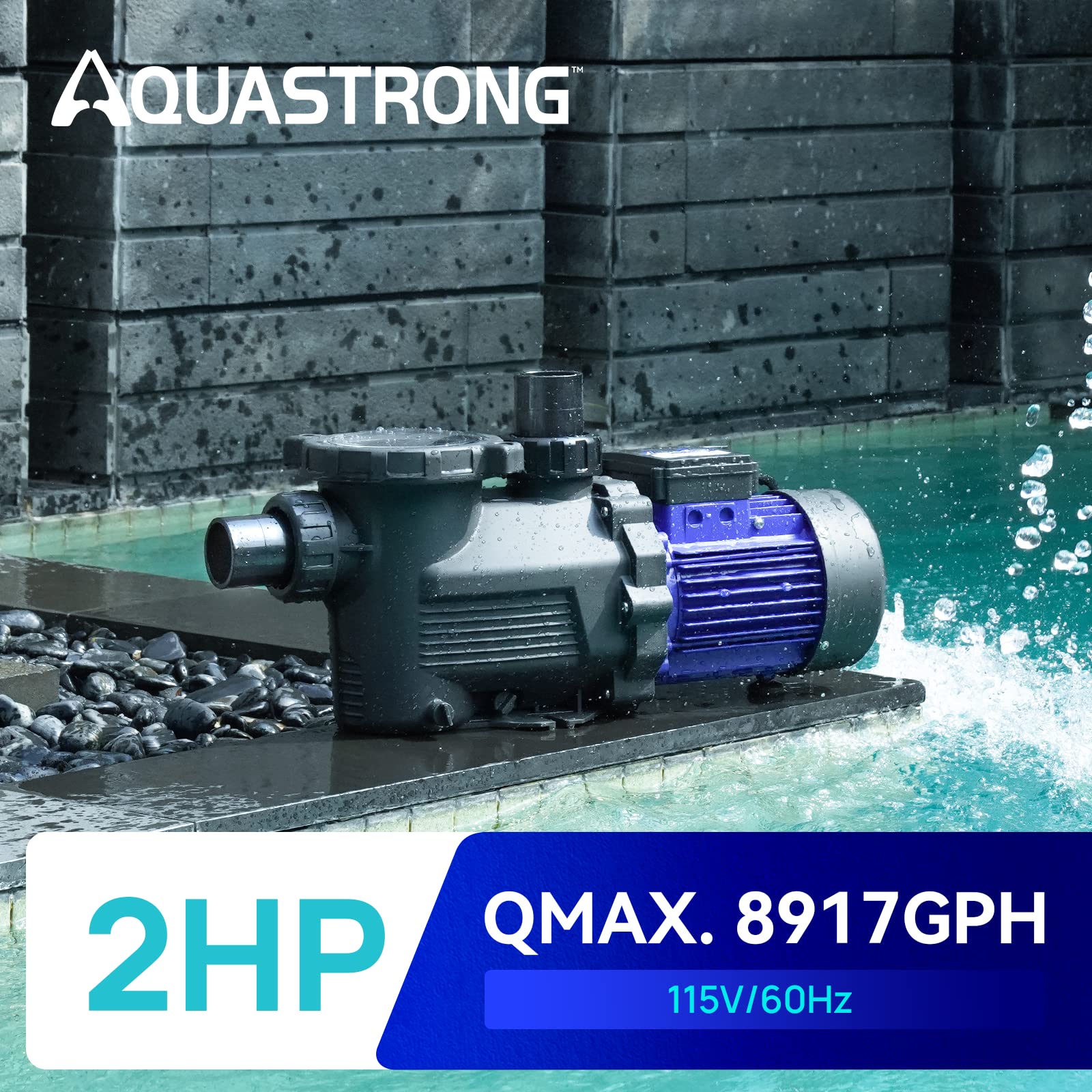 AQUASTRONG clear strainer basket closeup for easy debris removal and maintenance