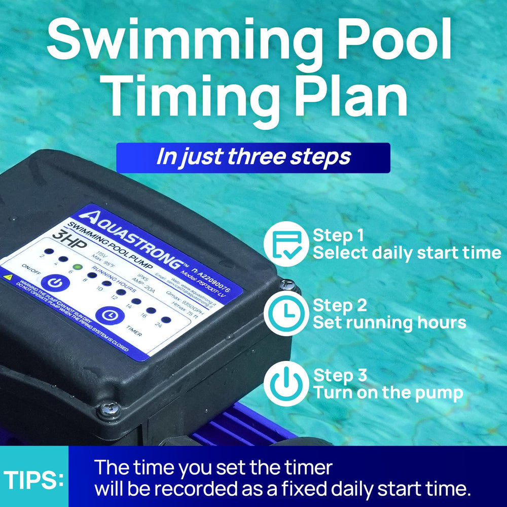AQUASTRONG pump installed in pool setup illustrating high-flow circulation benefit