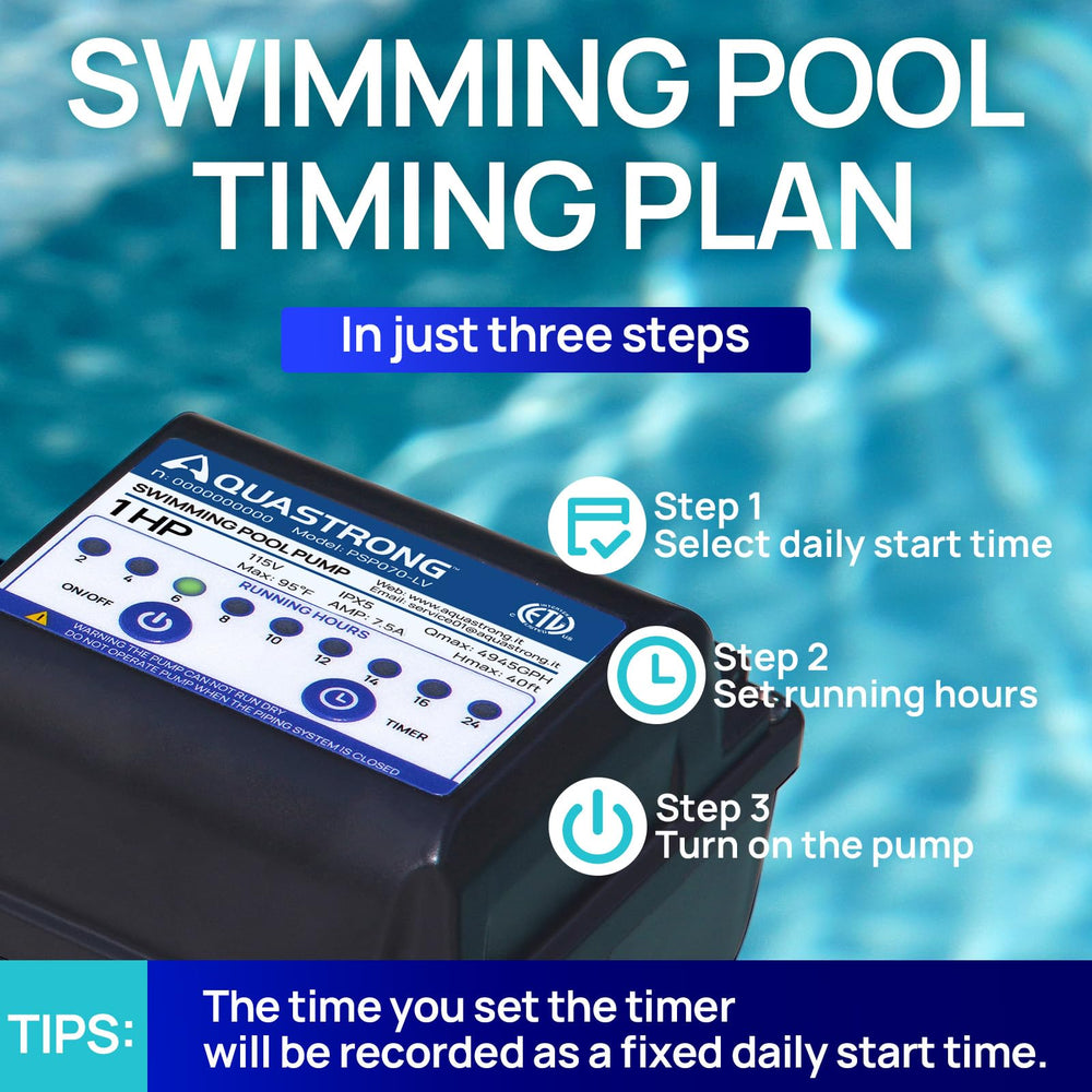 AQUASTRONG pump connected on pool plumbing demonstrating installed use