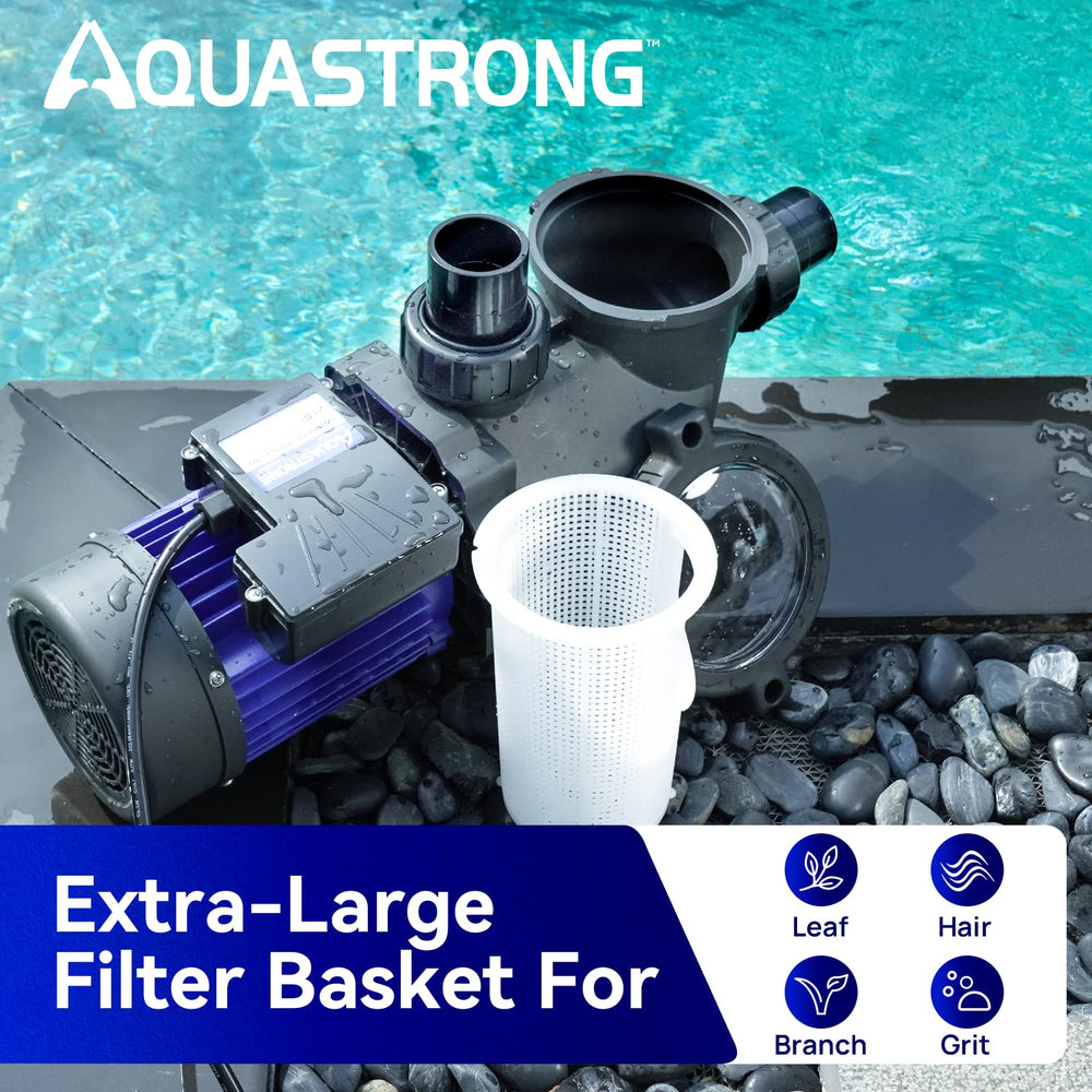 AQUASTRONG pump next to tools showing compact footprint and easy installation