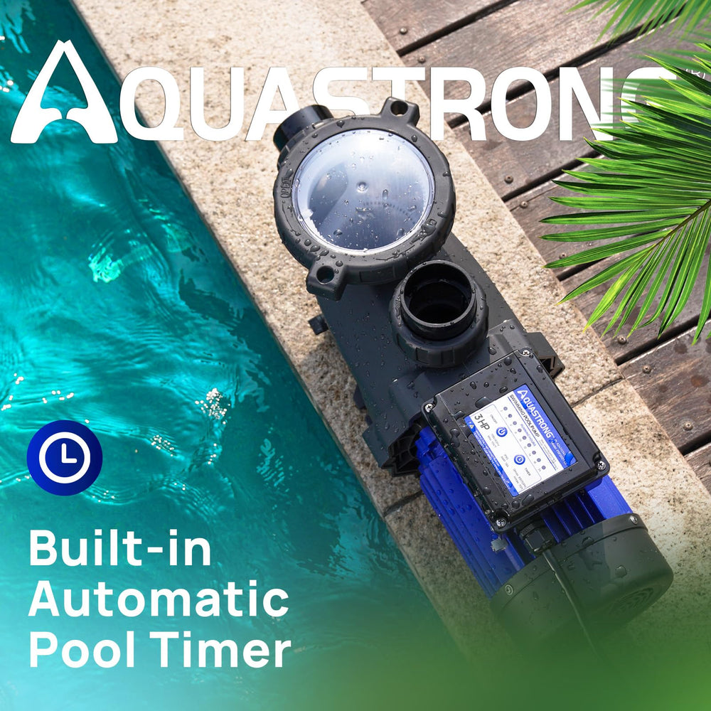 AQUASTRONG timer display closeup demonstrating easy programmable automation