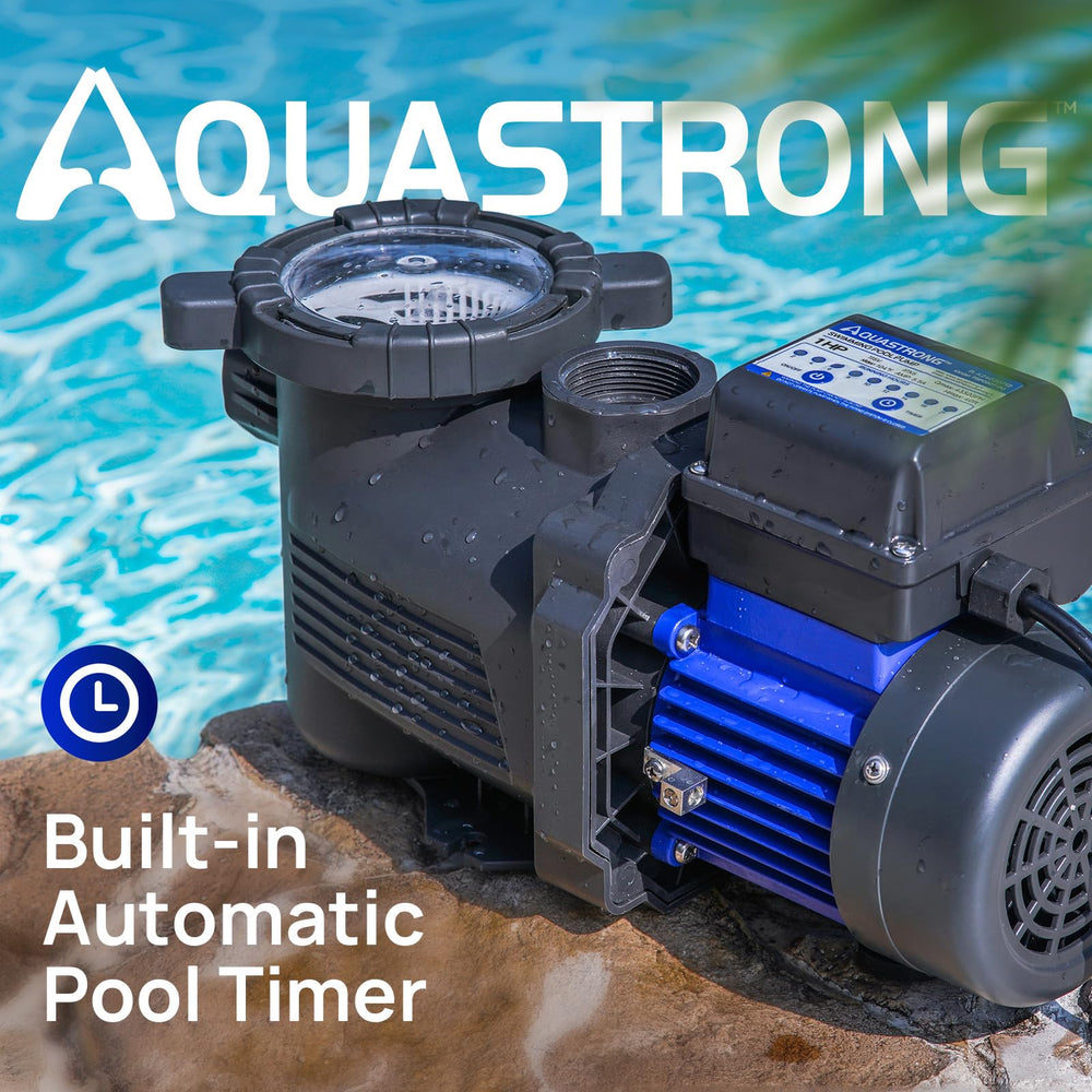 AQUASTRONG clear lid and large filter basket for quick debris checks