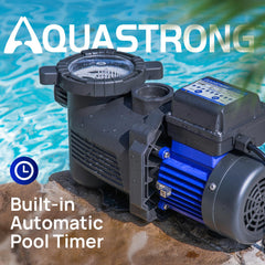 AQUASTRONG clear lid and large filter basket for quick debris checks
