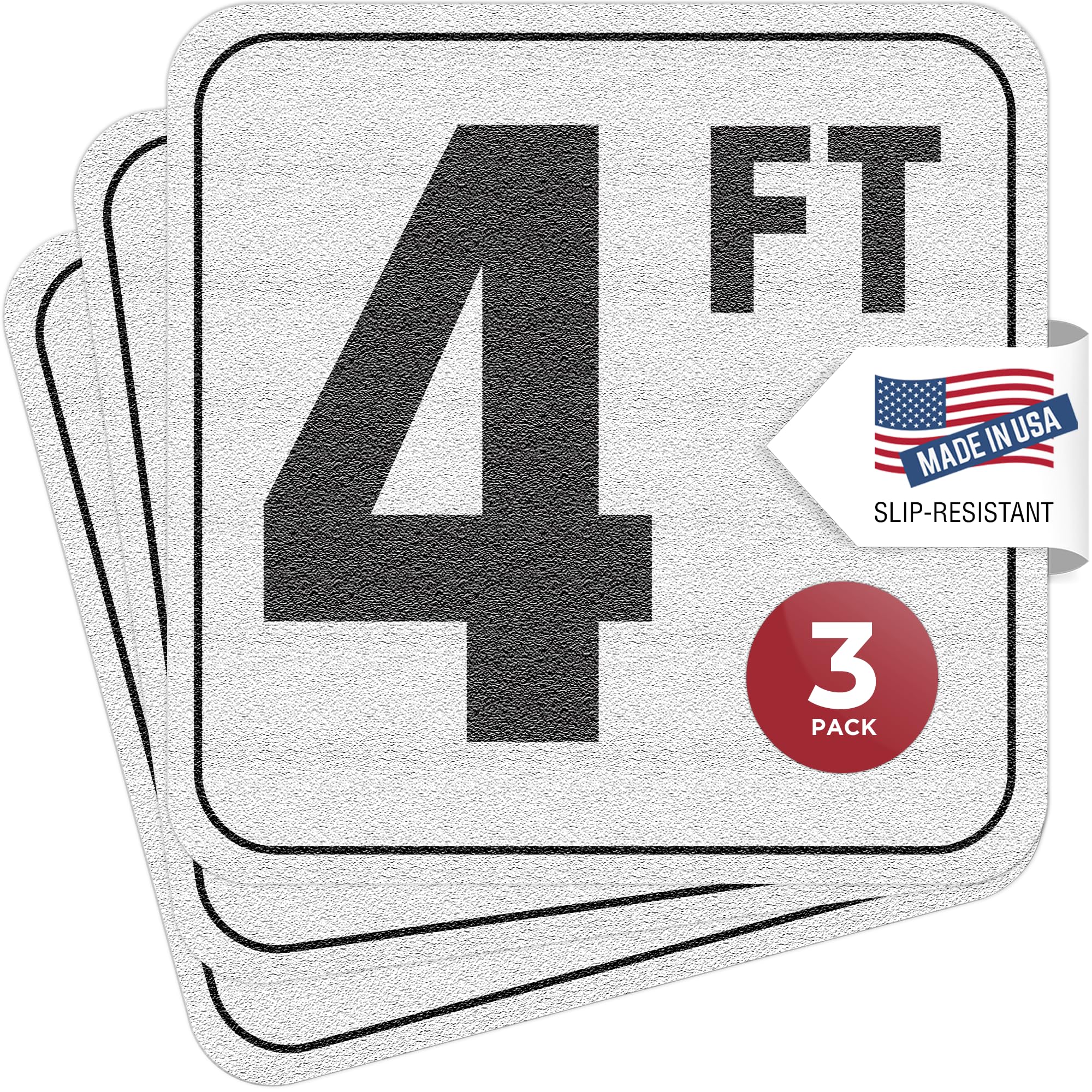 Aquatic Custom Tile front packaging showing three 6x6 depth markers, clear safety signage