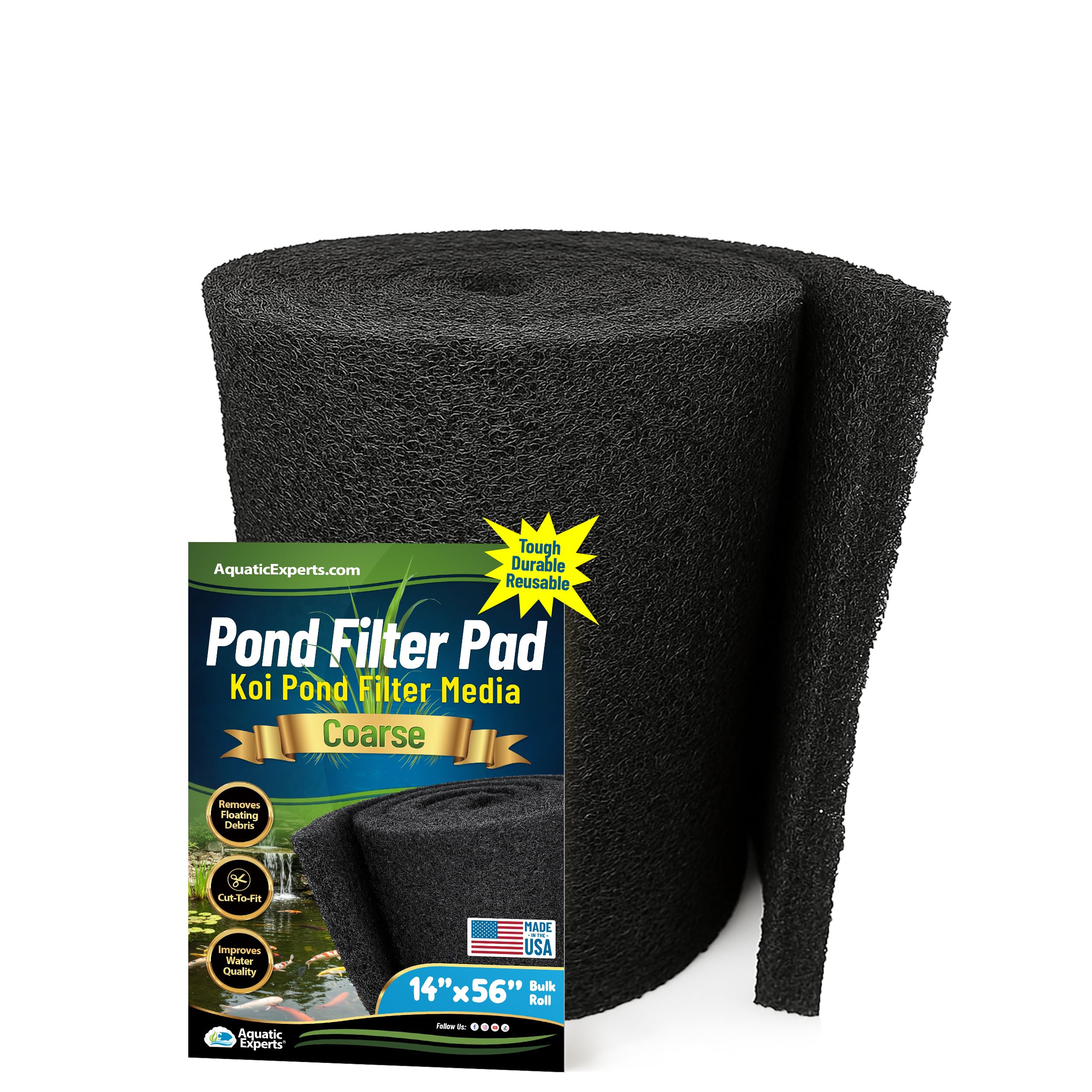 Aquatic Experts front view of filter pad roll showing dimensions and packaging benefit clarity
