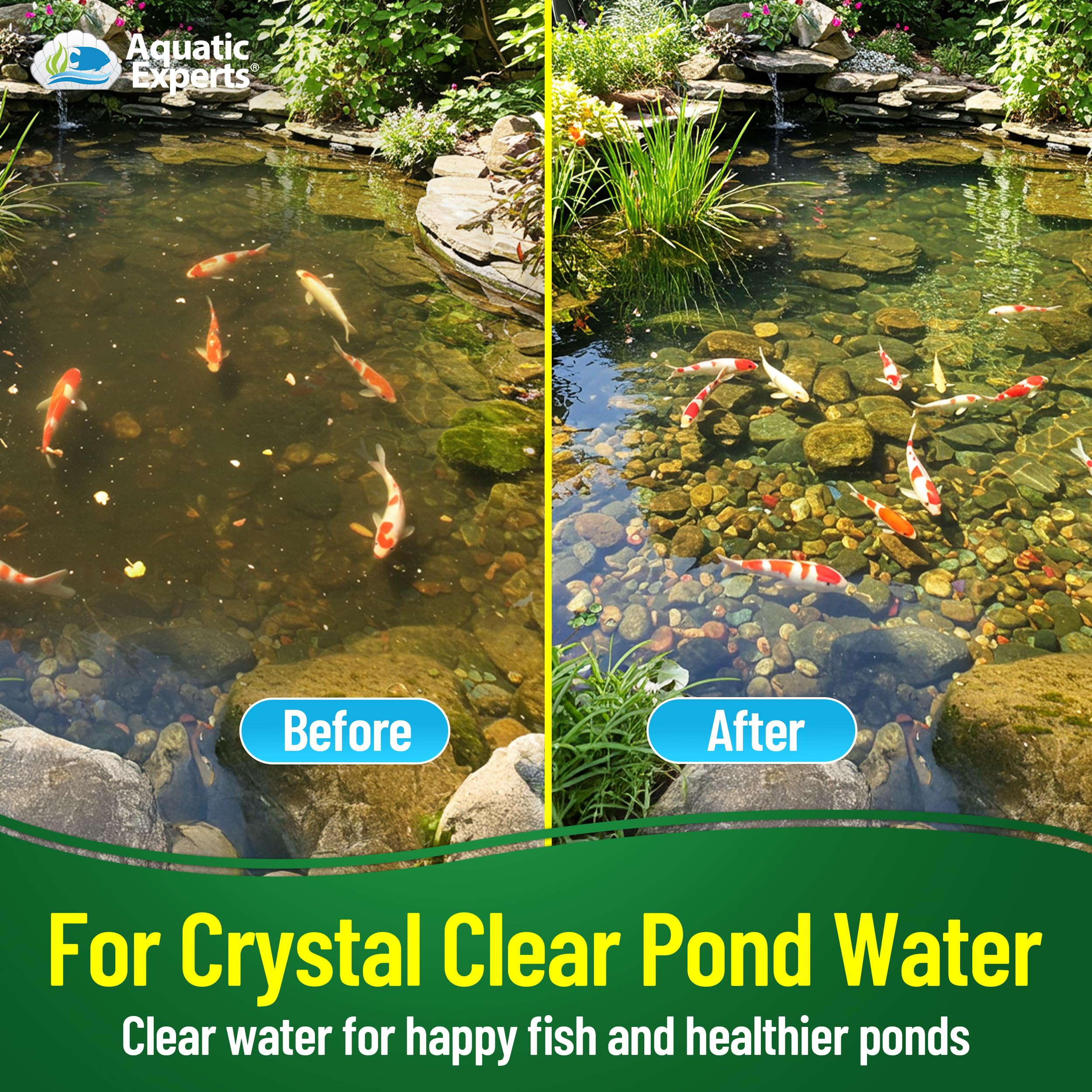 Aquatic Experts installed in a pond filter box demonstrating improved water clarity benefit