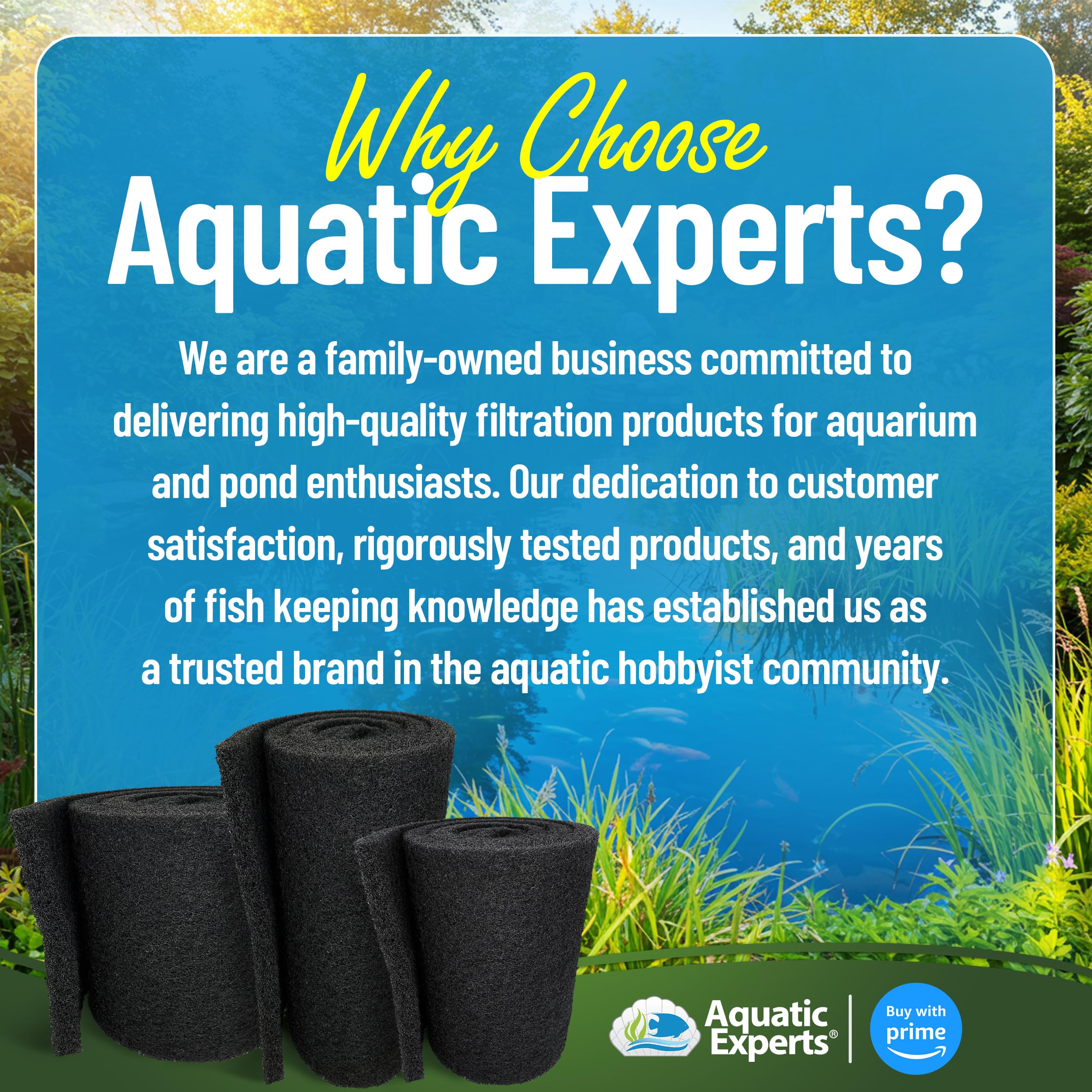 Aquatic Experts coarse filter pad installed in a koi pond filter system showing clearer water benefit