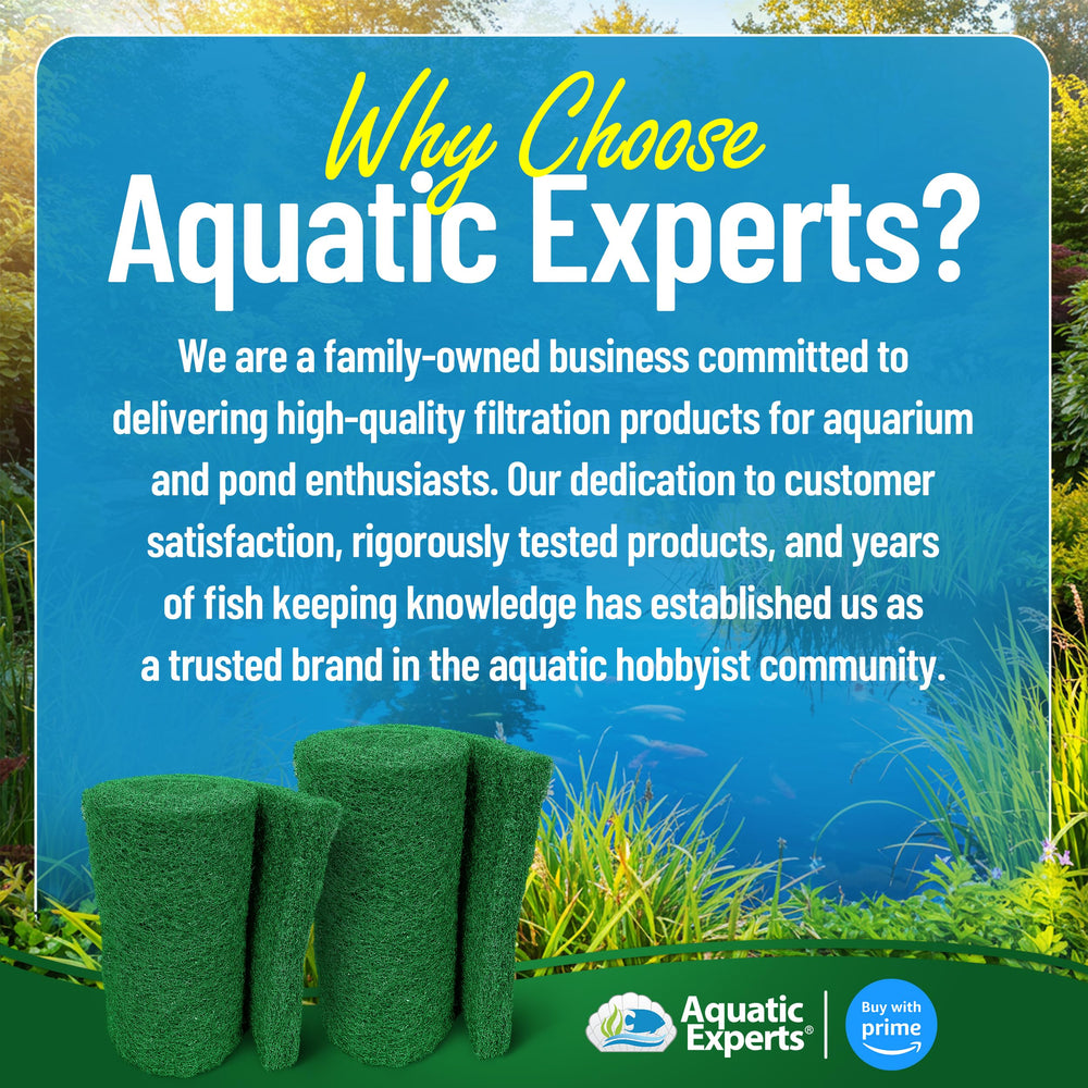 Aquatic Experts pad displayed in koi pond setting showing reliable mechanical filtration benefit
