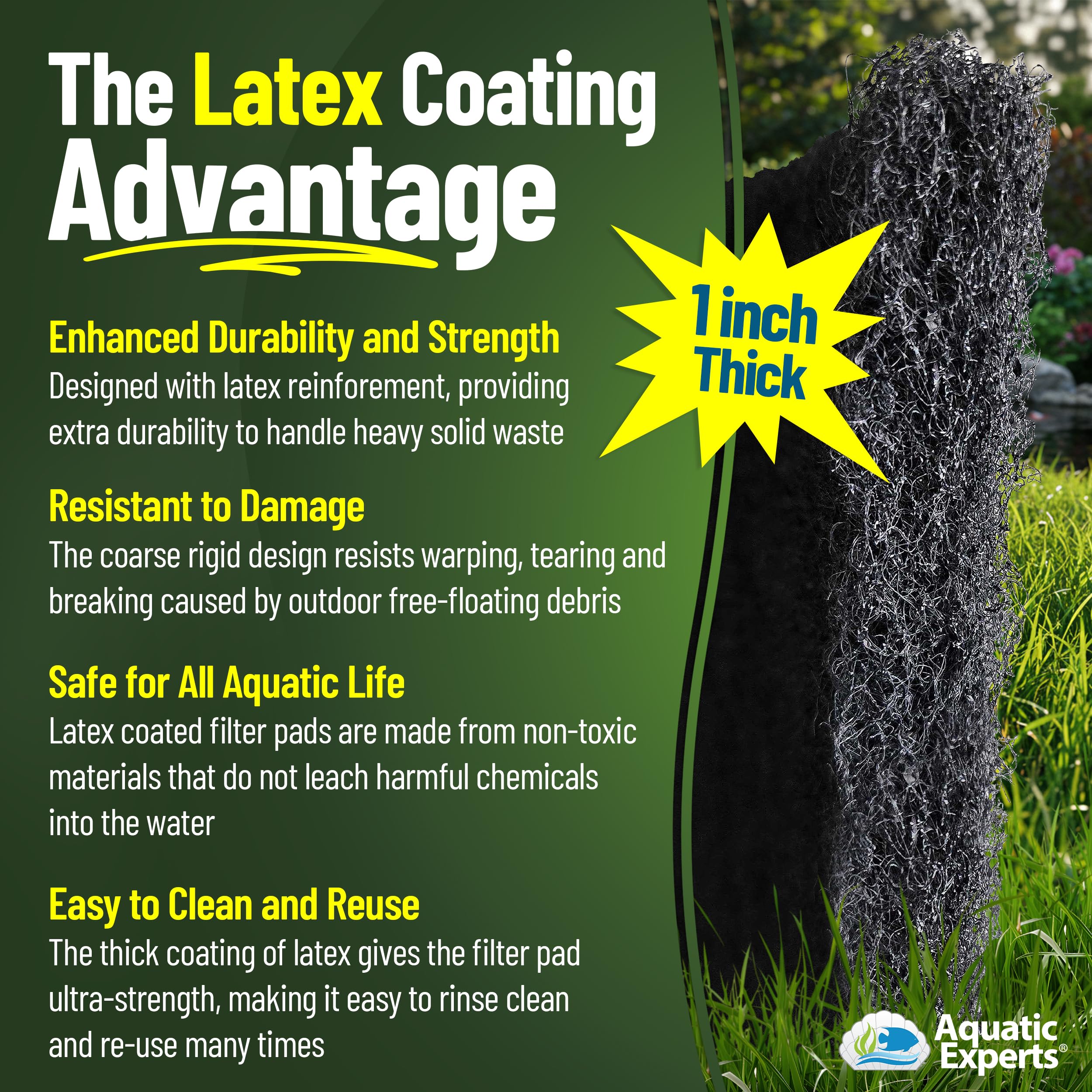 Aquatic Experts rolled bulk filter media length illustrating how much material you get