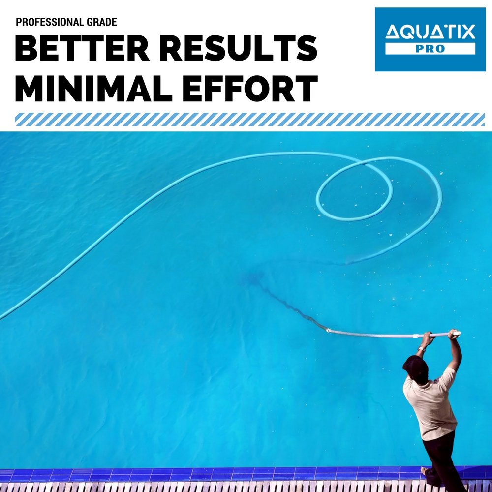 Aquatix Pro lifestyle scene cleaning pool demonstrating time-saving efficiency