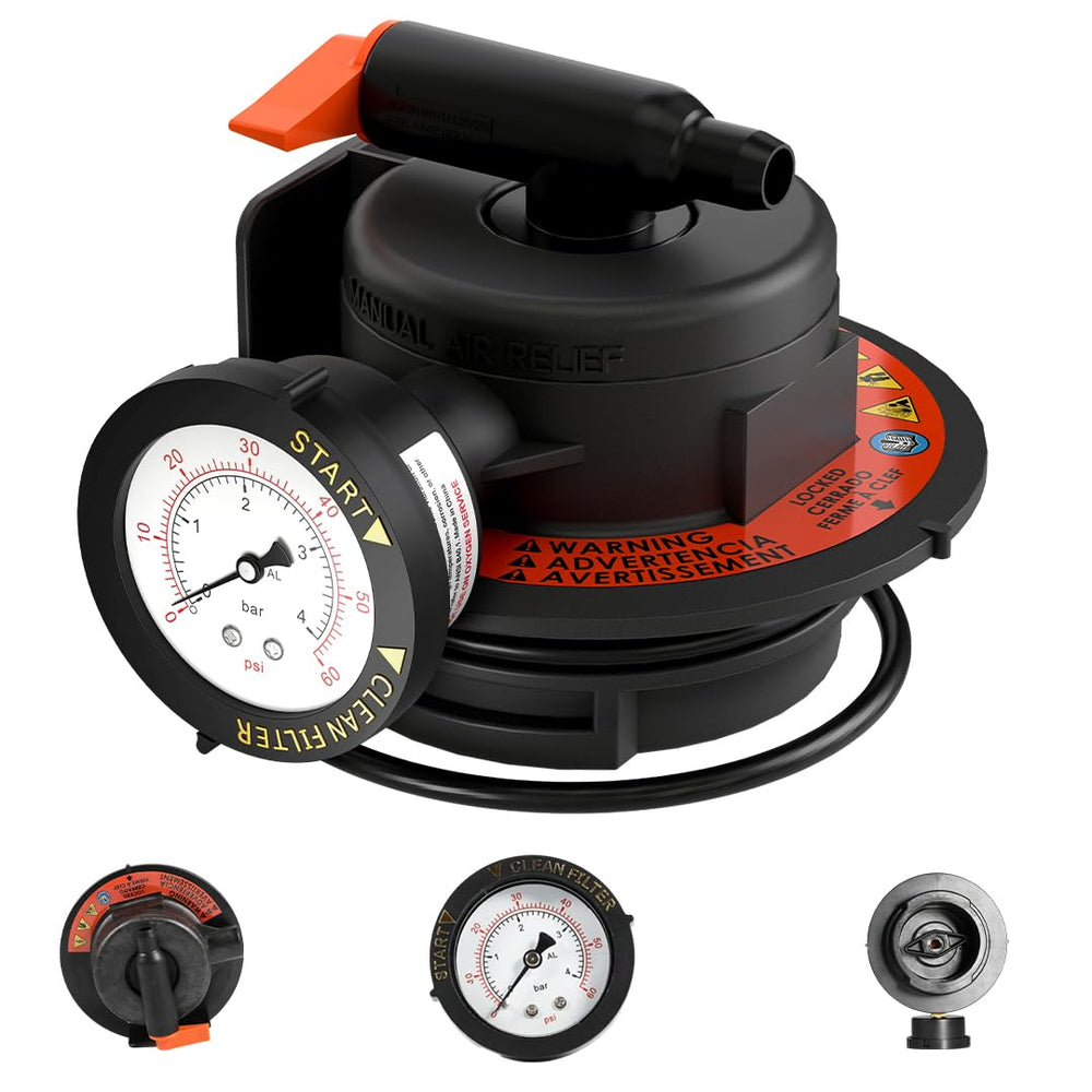 Aquatonics front assembly showing valve and gauge for reliable pressure control