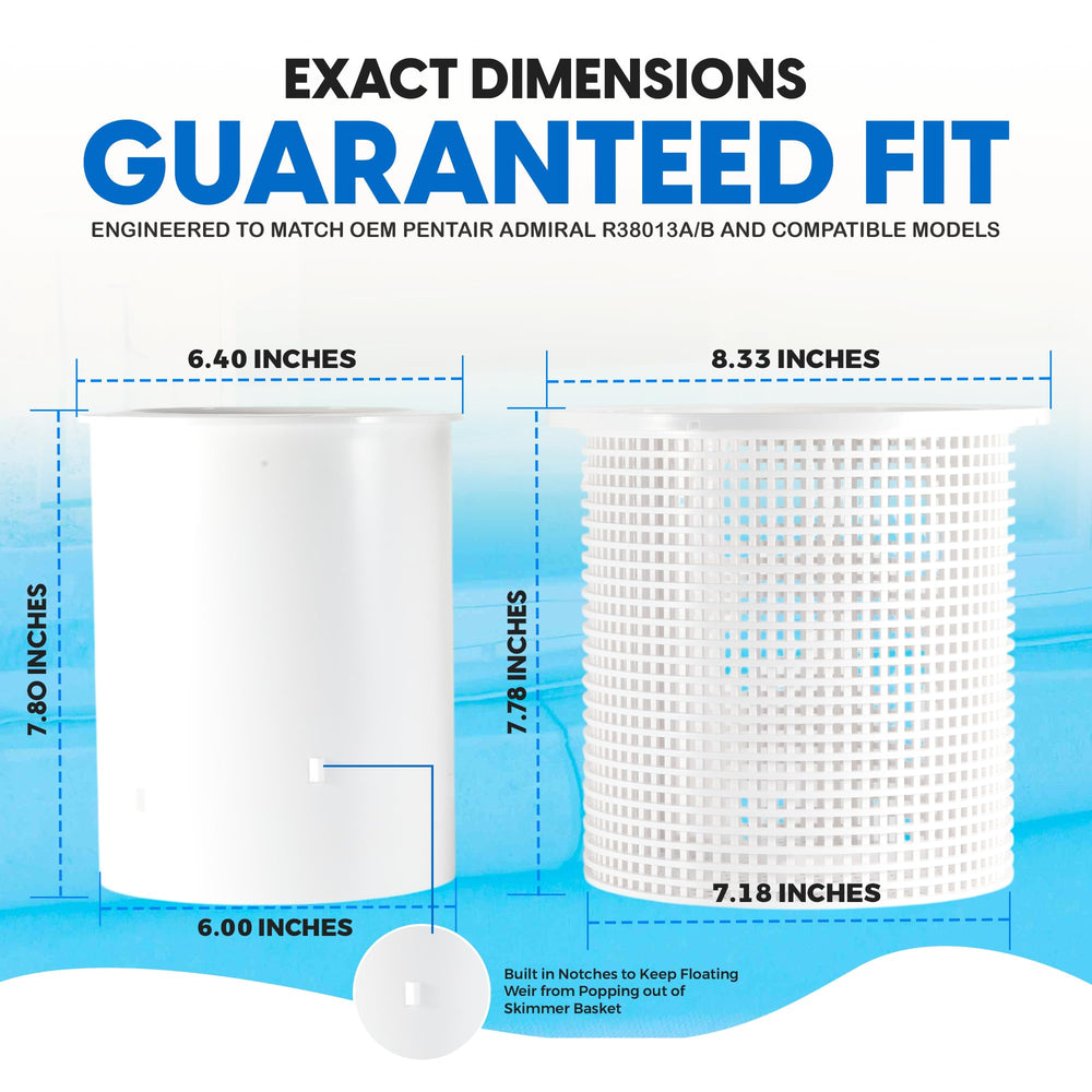 Aquatonics basket next to ruler showing dimensions for correct fit