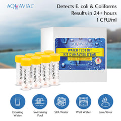 AquaVial color comparison chart next to vials to help users interpret results confidently