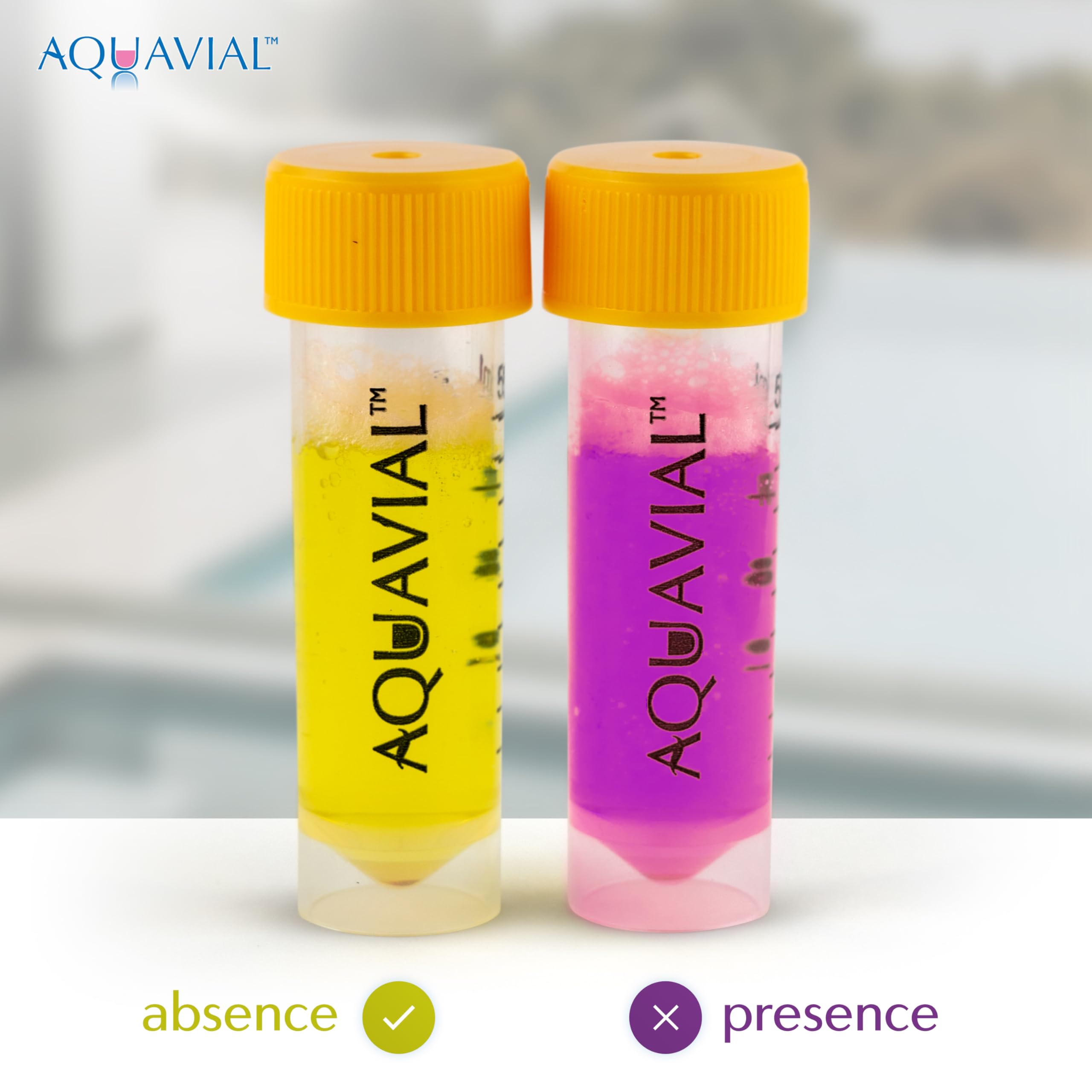 AquaVial kit beside a coin for size comparison to show compact, portable design