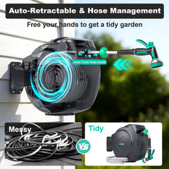 AQUAZILLA side view of wall-mounted reel demonstrating sturdy mounting advantage