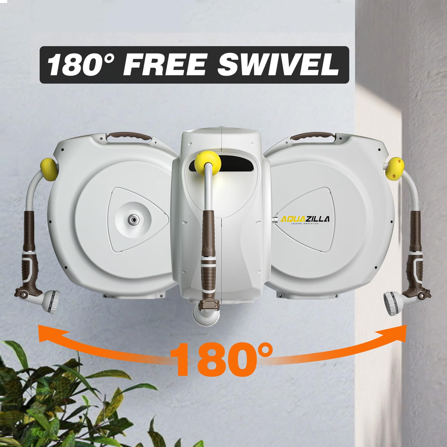 AQUAZILLA side view of 180° swivel bracket showing flexible pivoting benefit
