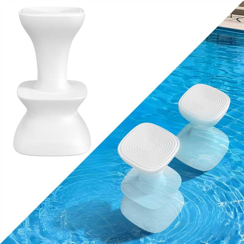 Aquenelle pool stool front view showing stable seating and weatherproof finish