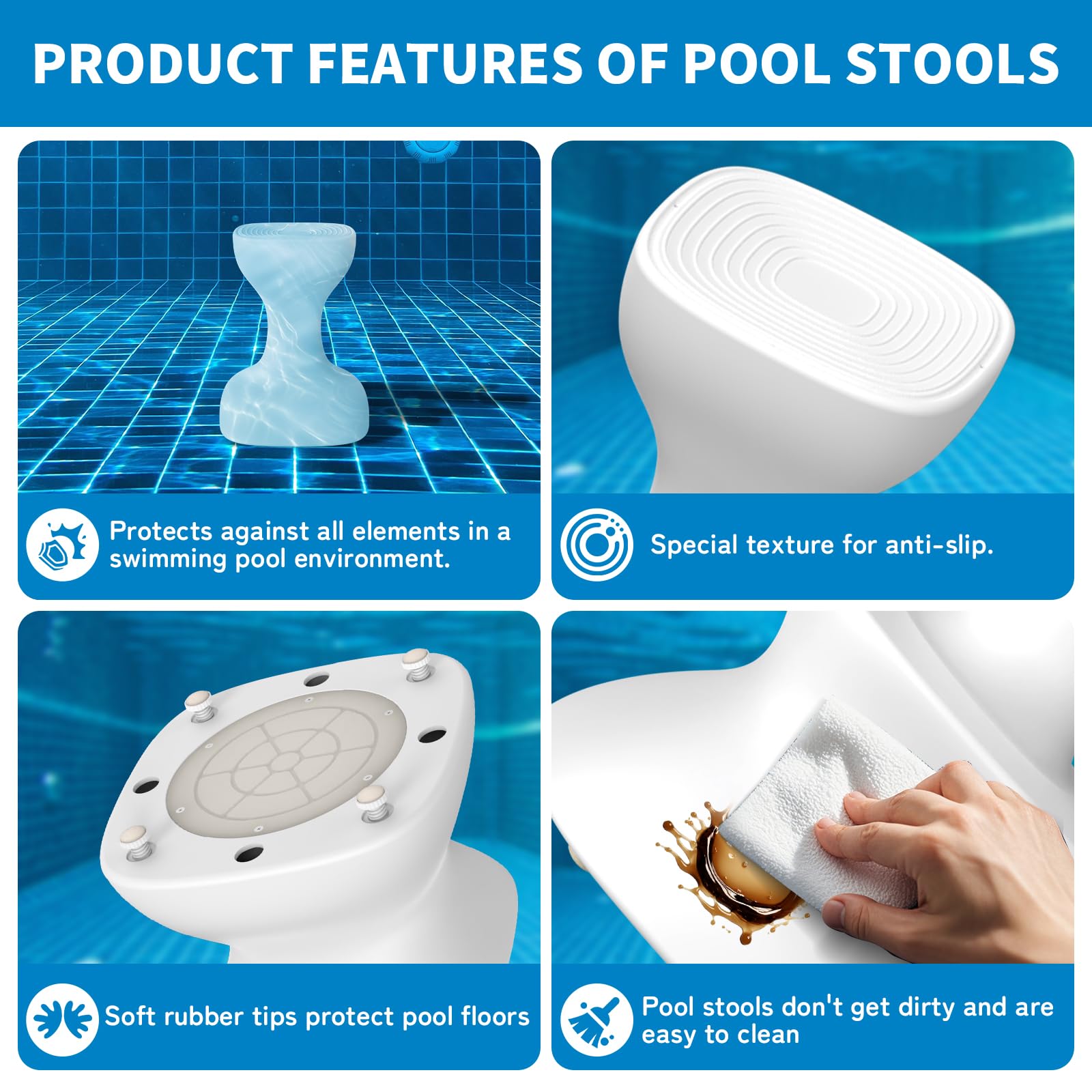 Aquenelle pool stool in-pool lifestyle with friends enjoying stable seating
