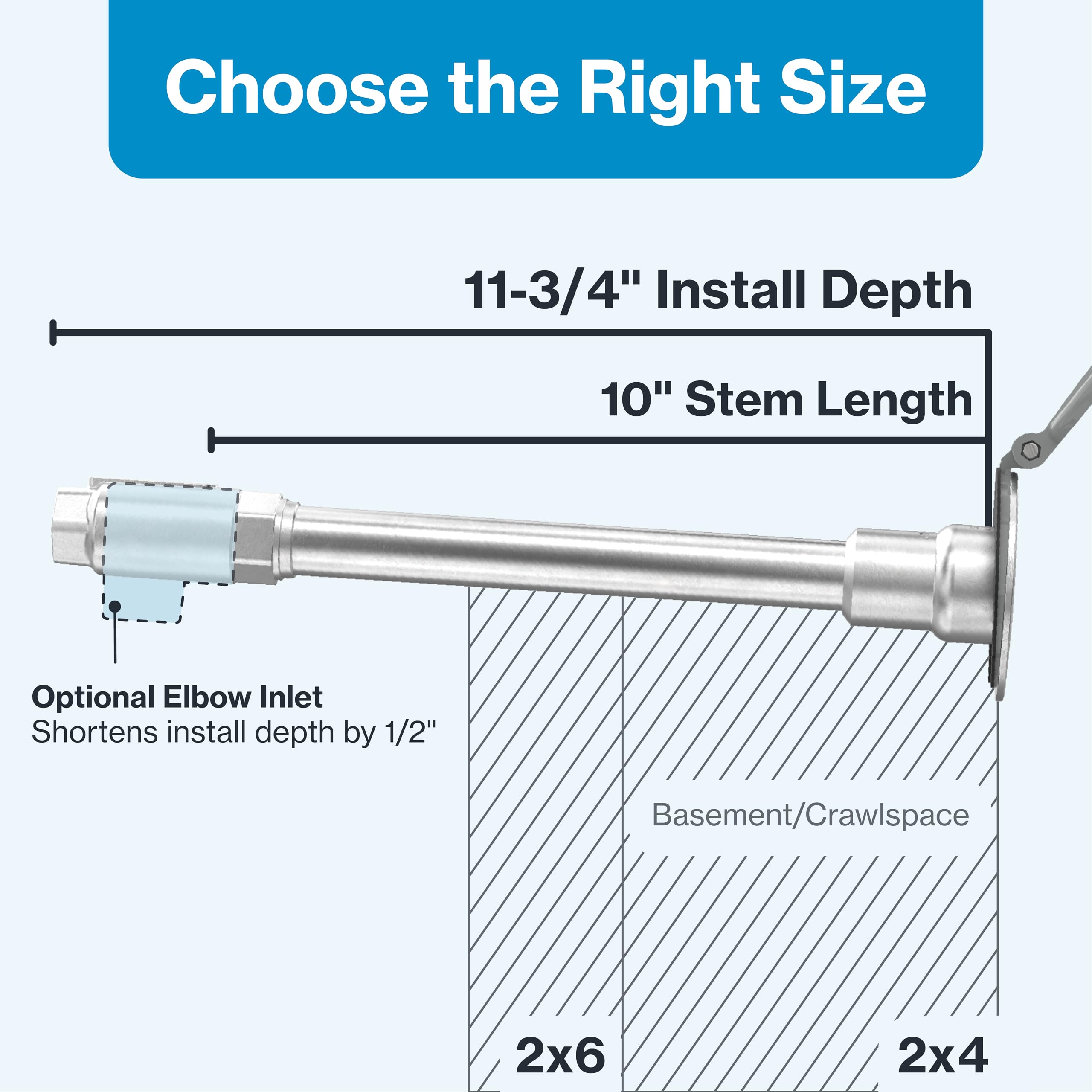 Aquor 10 inch stem close-up showing frost-proof drainage feature benefit