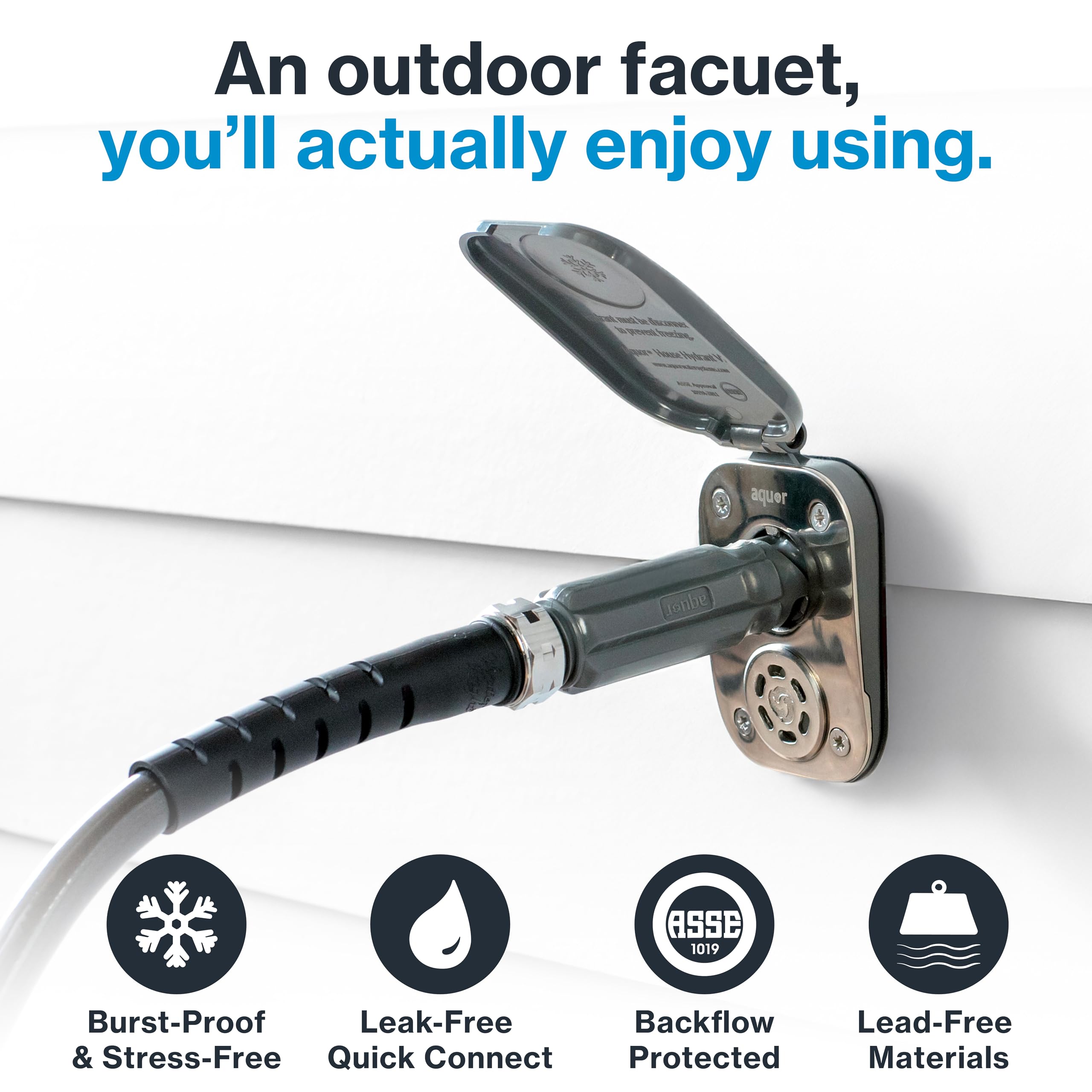 Aquor close-up of quick connect coupling for fast hose attachment and secure seal