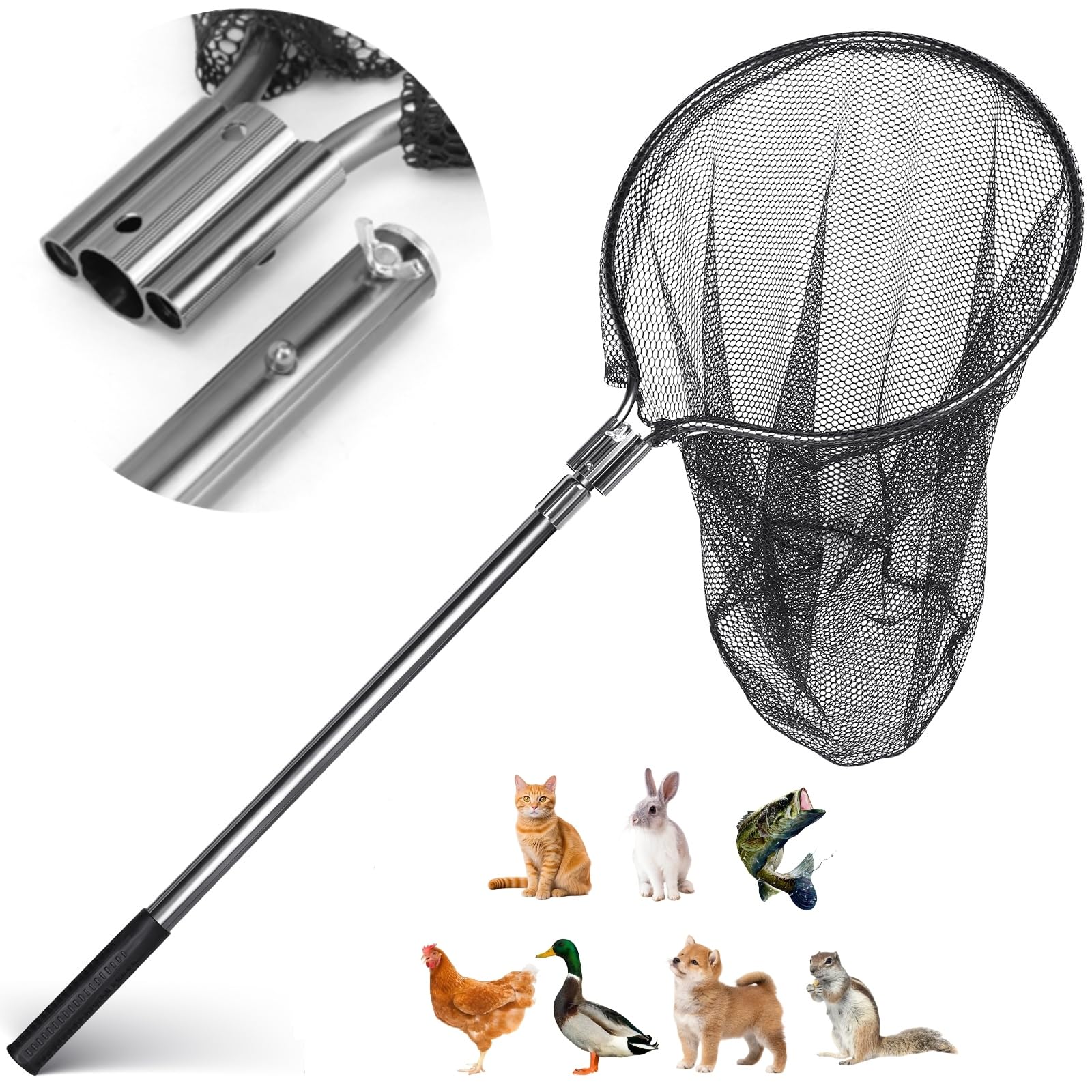 AQWXC front view of assembled net showing frame and handle, safe animal handling