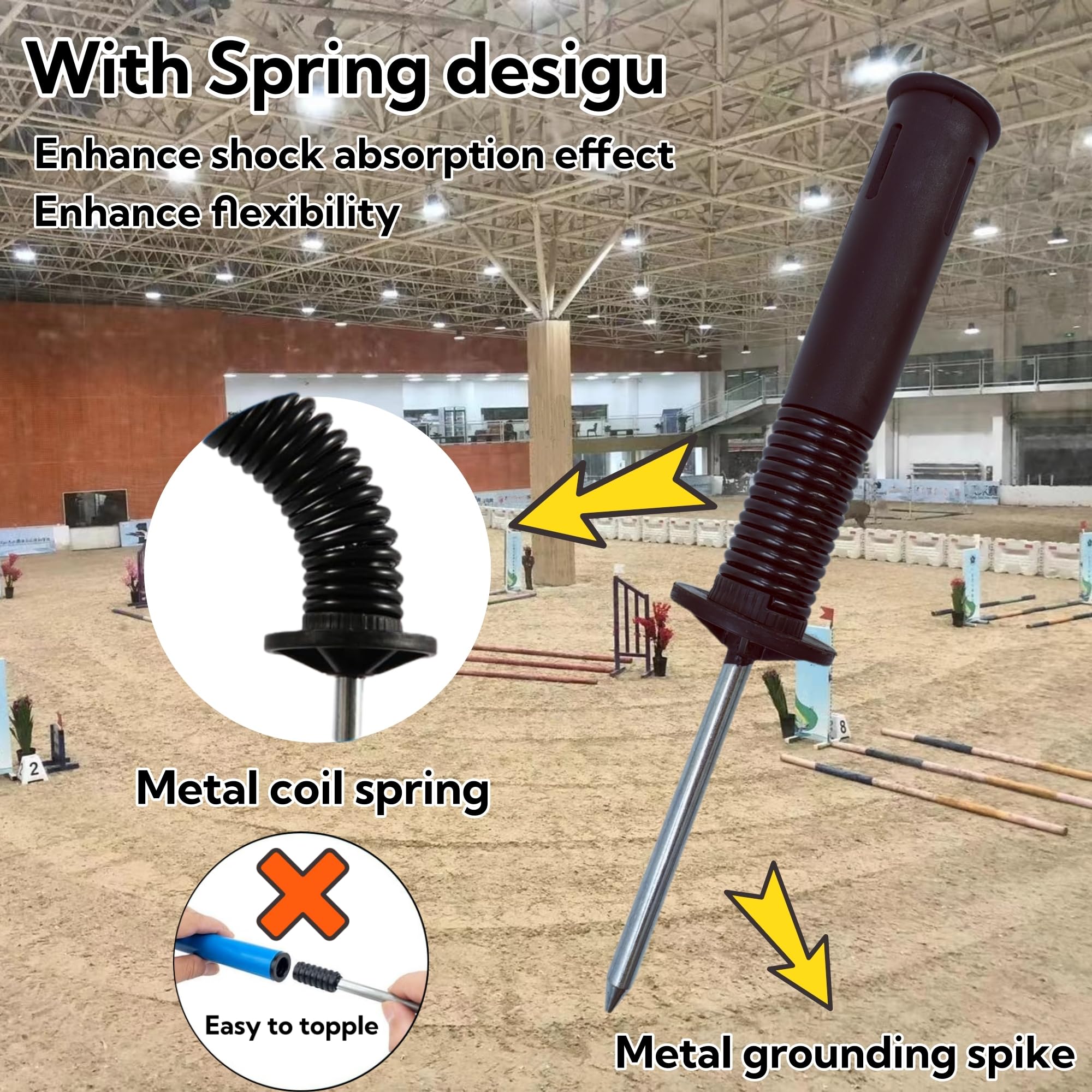 AQWXC poles set up with horse demonstrating practical agility training use