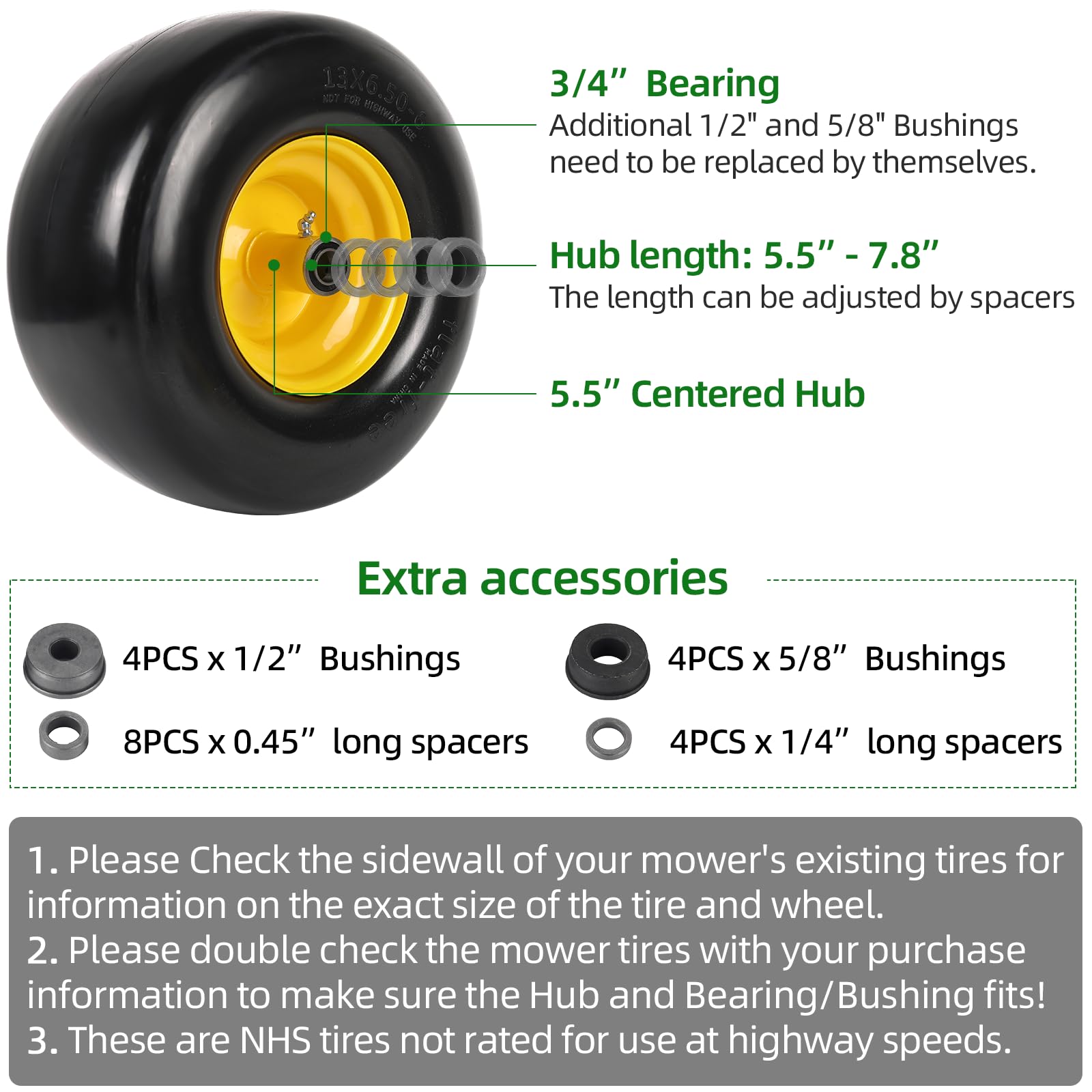 AR-PRO extra bushings and spacers included to adapt axle sizes