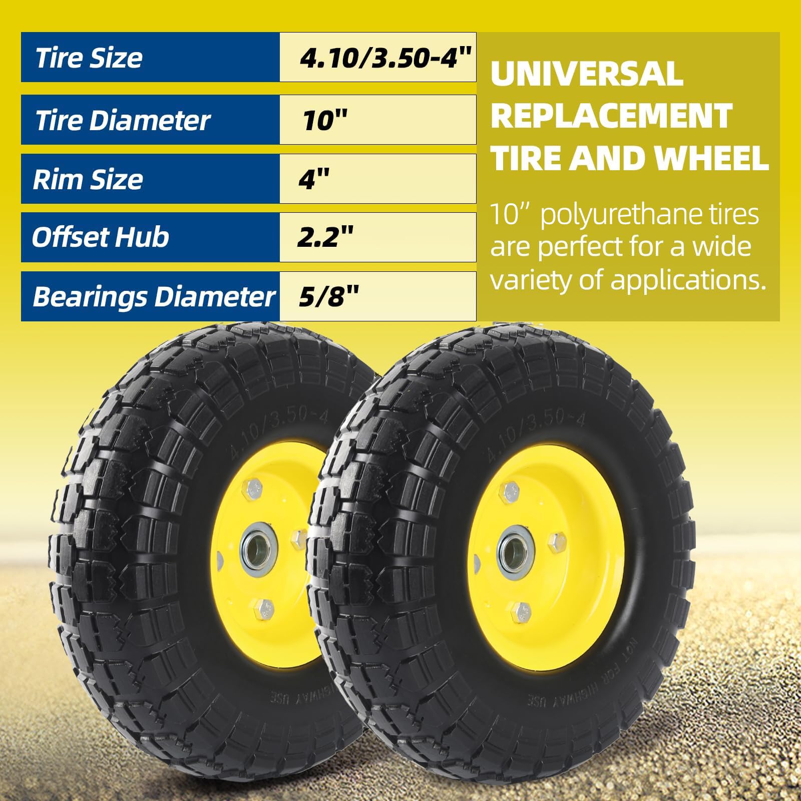 AR-PRO close-up of solid polyurethane tread highlighting puncture-resistant durability and long wear