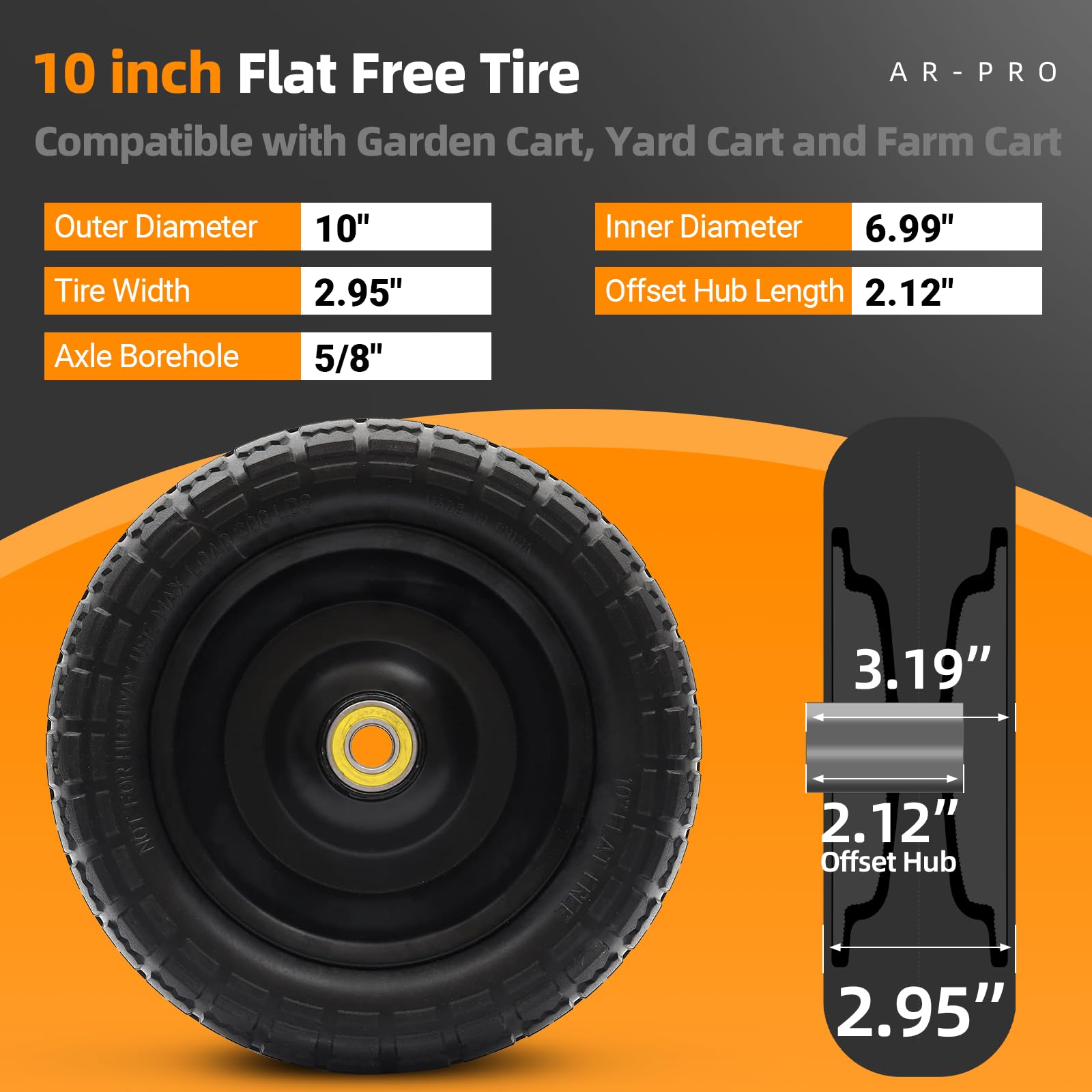 AR-PRO close-up of solid polyurethane tread highlighting puncture-free advantage