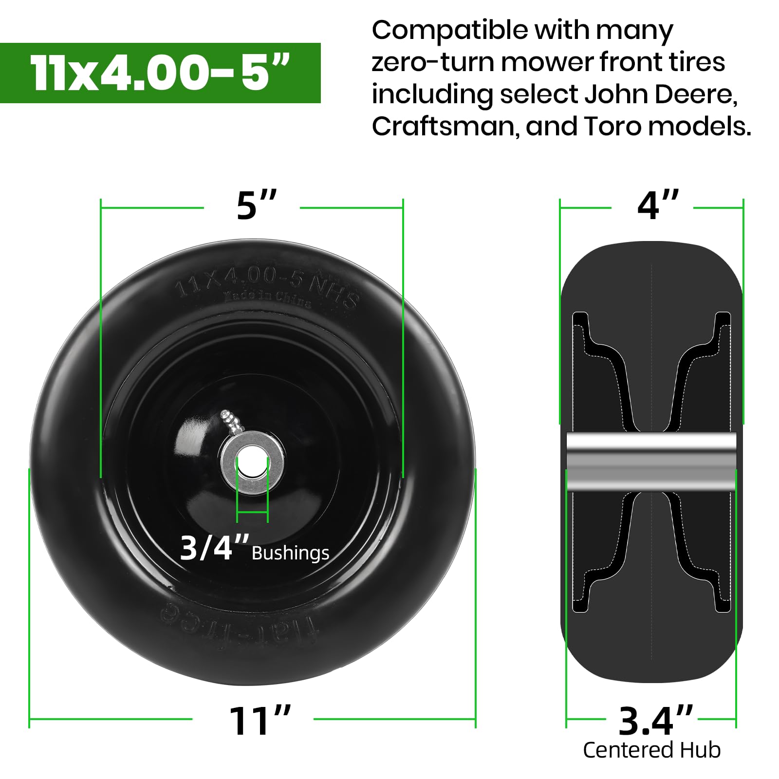 AR-PRO close-up rib tread showing grip and turf-friendly steering benefit