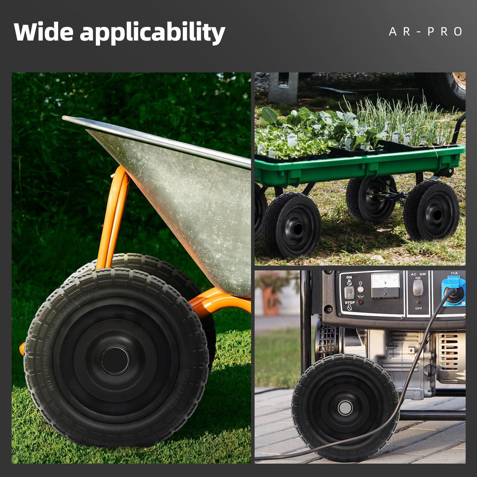 AR-PRO four assembled wheels with washers illustrating complete replacement convenience