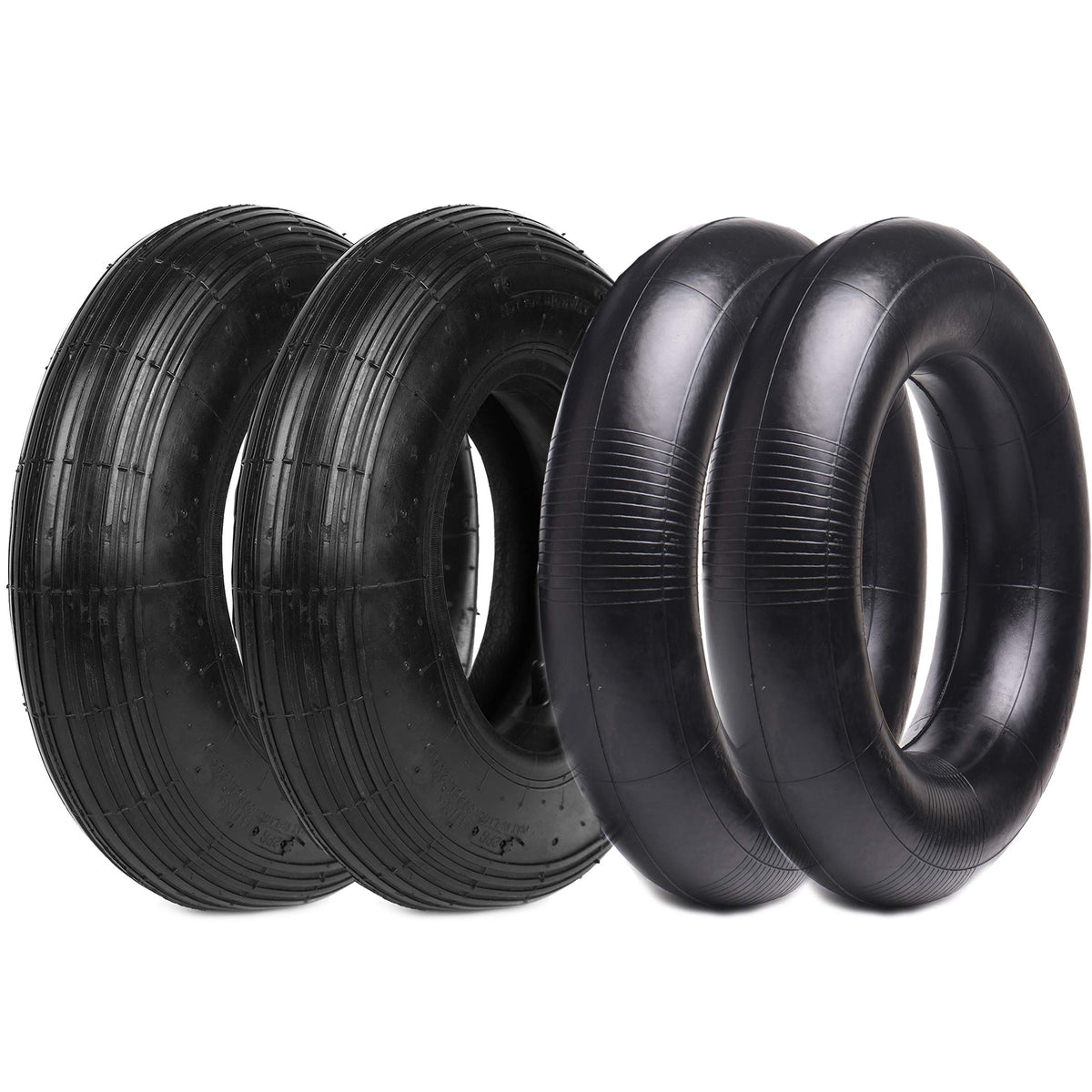AR-PRO front view of two packaged tires and inner tubes for quick replacement