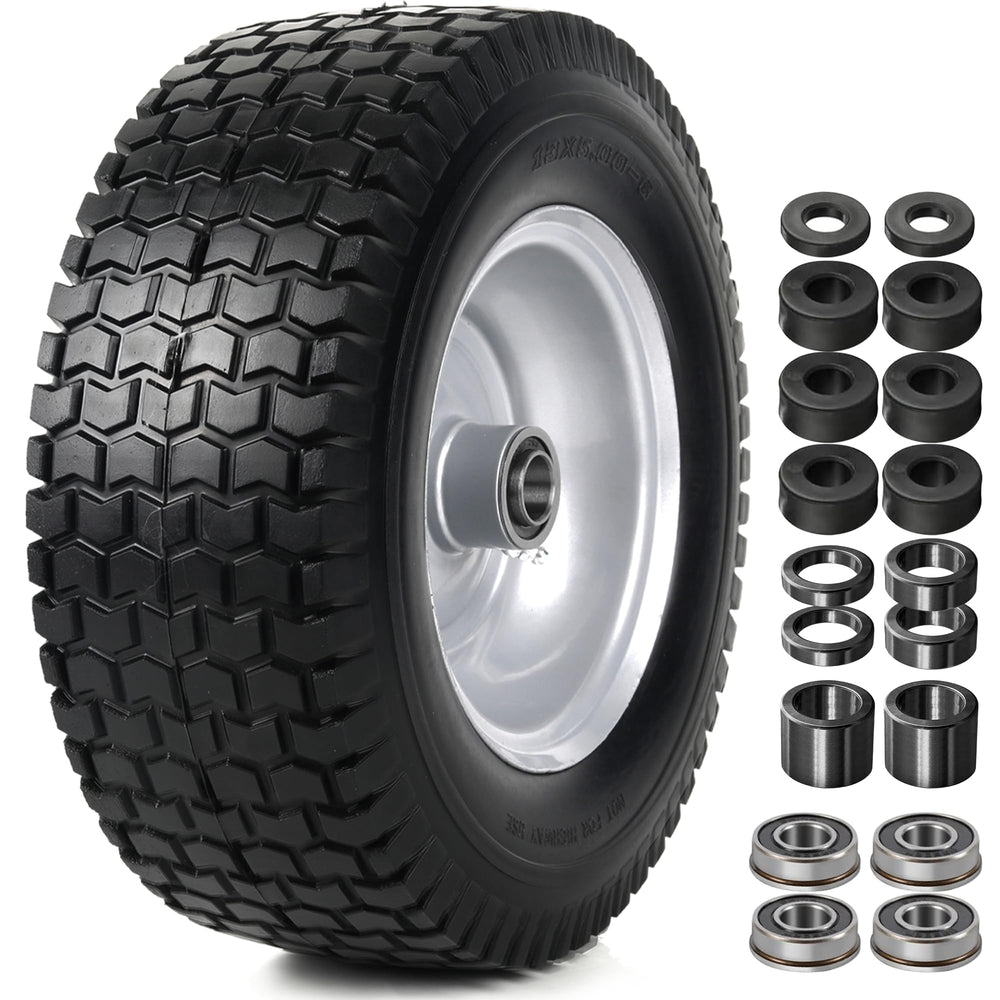 AR-PRO front view of assembled wheel showing rim and solid tire, durable replacement
