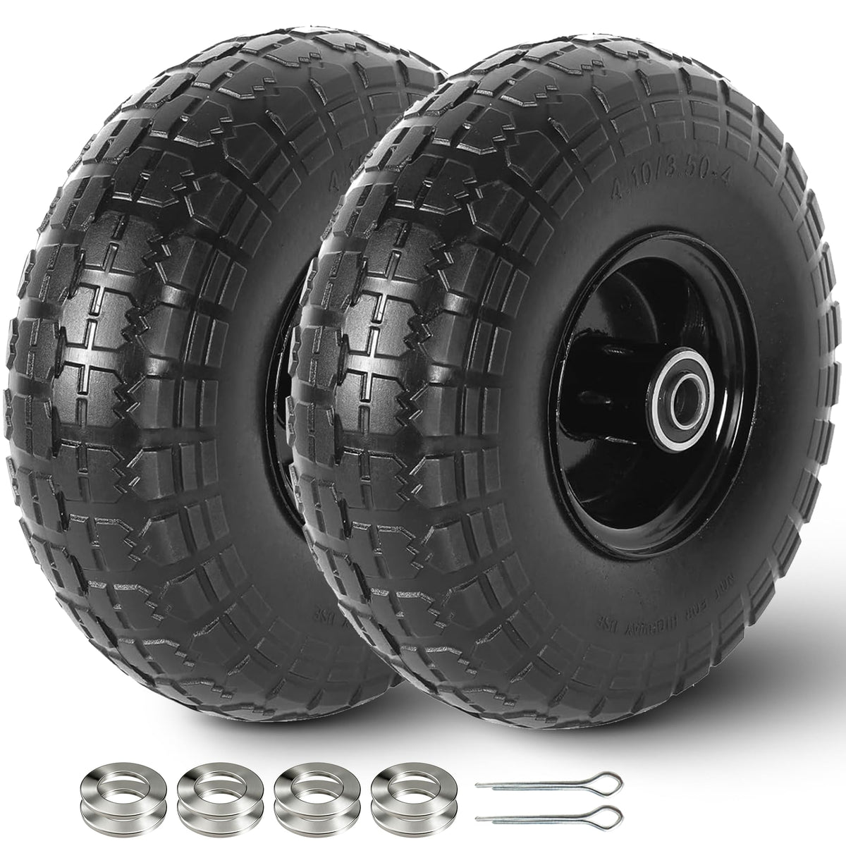 AR-PRO front view of 10-inch solid wheel showing durable steel rim and rubber