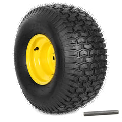 AR-PRO front view of assembled wheel showing tire and yellow rim, durable replacement