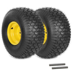 AR-PRO front view of pre-mounted wheel showing fitted tire and yellow rim, clear replacement benefit