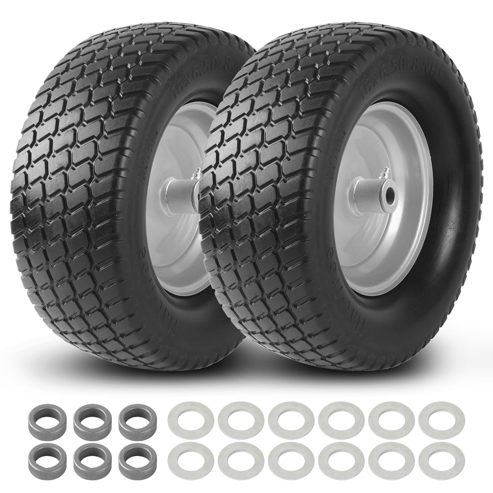 AR-PRO front view of complete 16x6.50-8 wheel assembly showing durable rim and tire benefit: ready-to-install