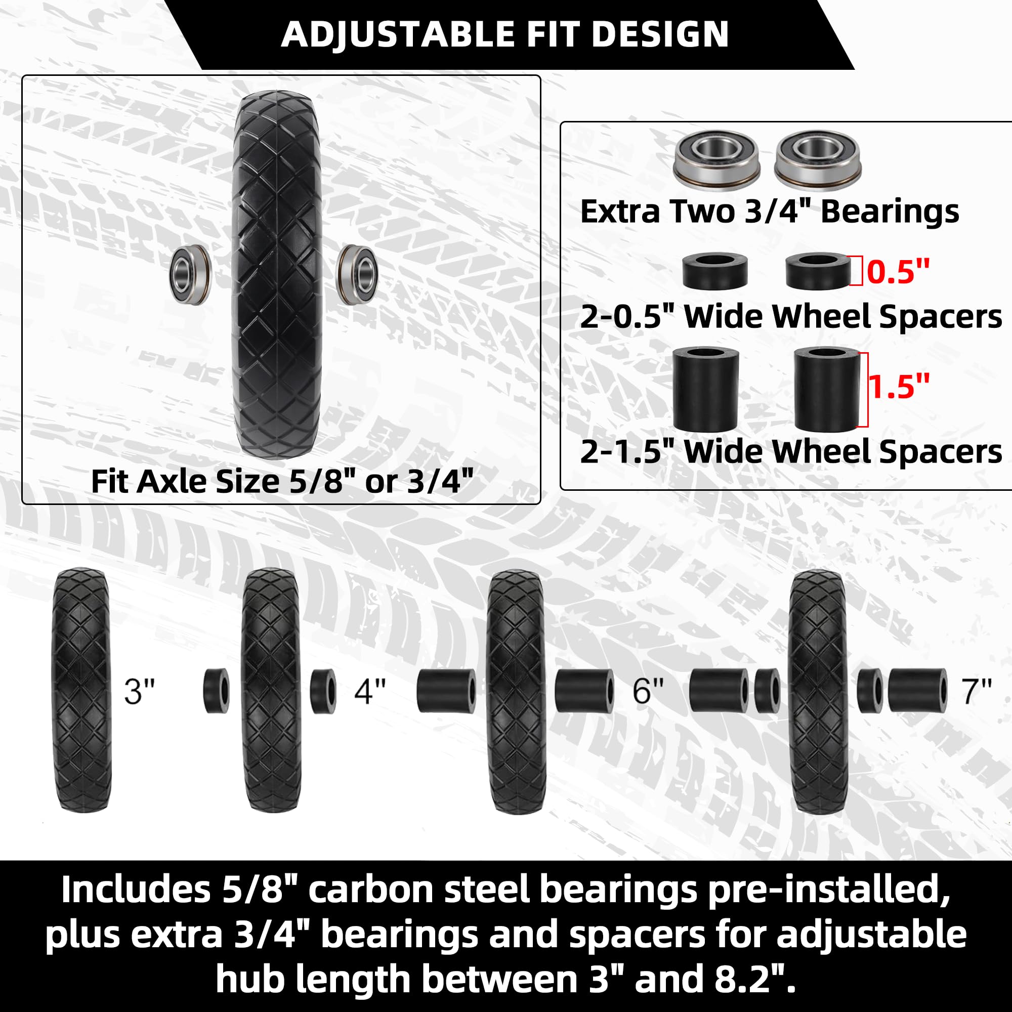 AR-PRO detailed view of hub and included bearings demonstrating adjustable fit