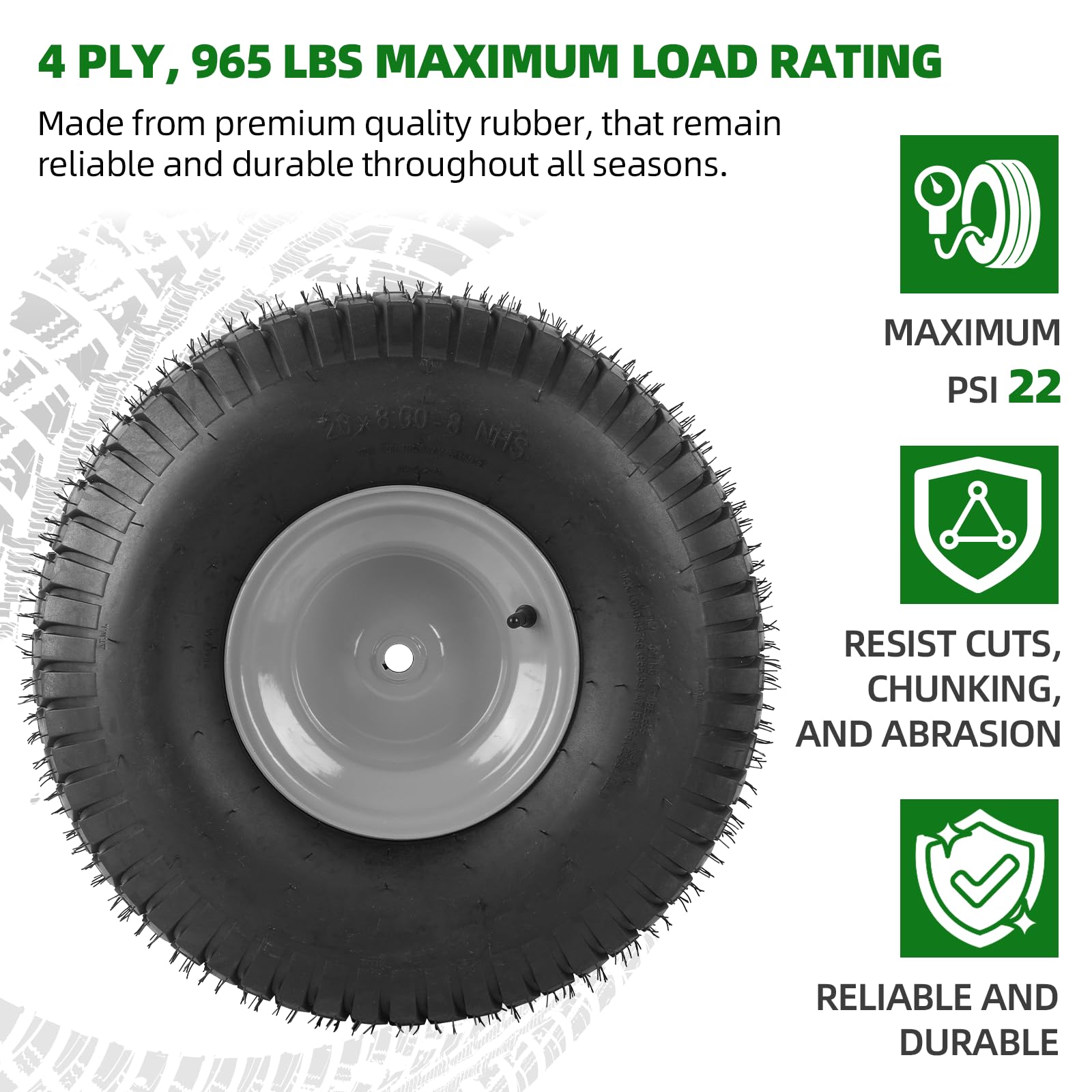AR-PRO wheel mounted on a riding mower demonstrating improved grip and stability