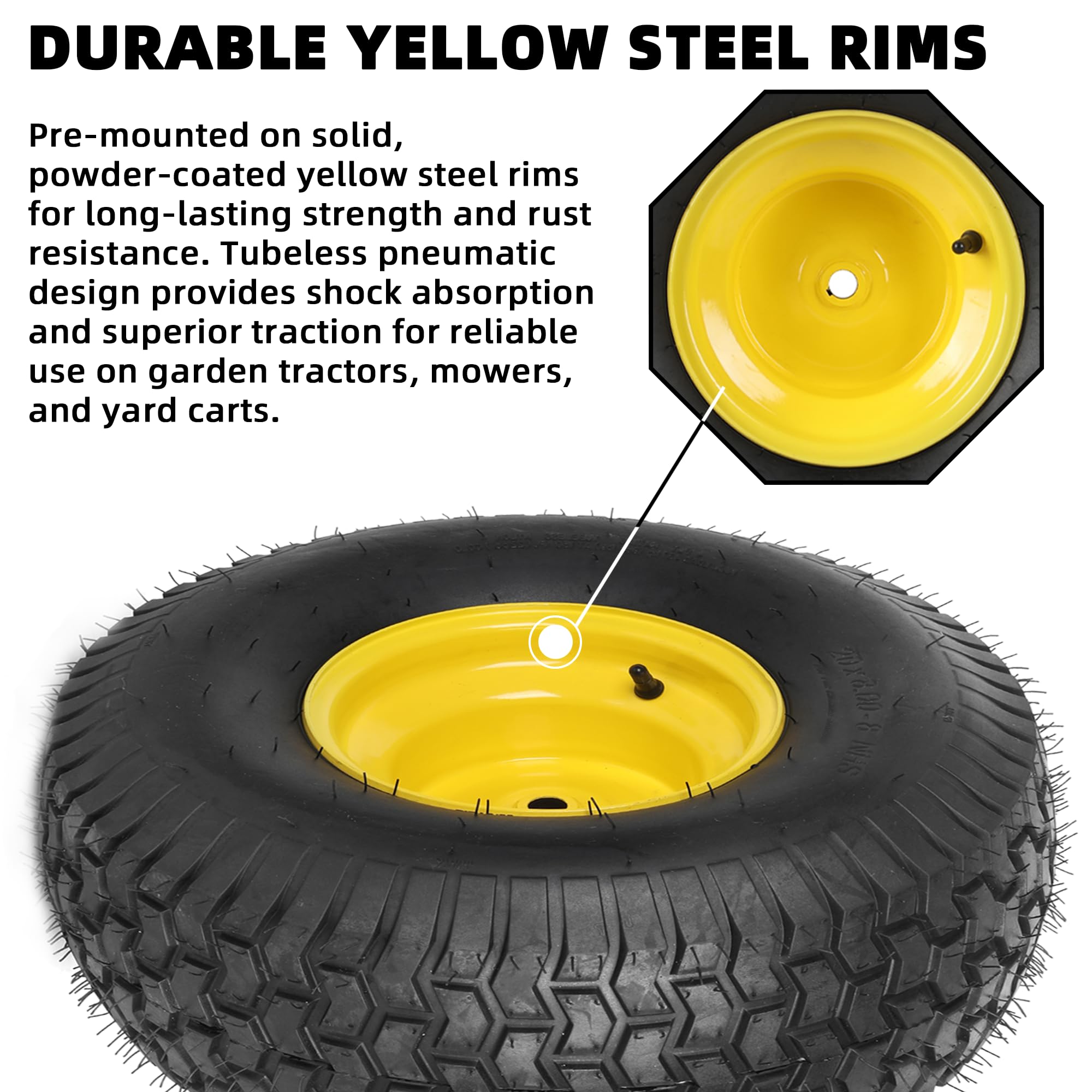 AR-PRO assembled wheel installed on a riding mower improving traction