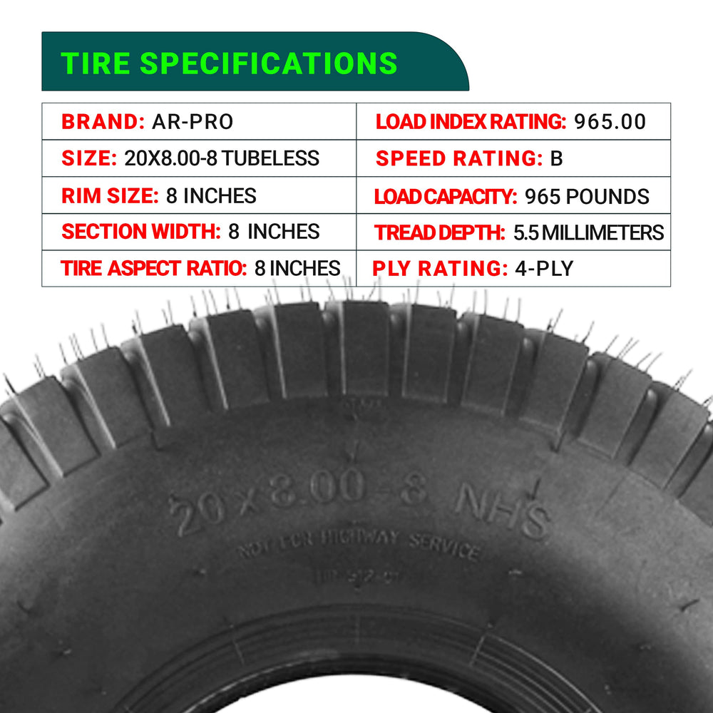 AR-PRO tire mounted on riding mower demonstrating stable handling and reduced turf damage