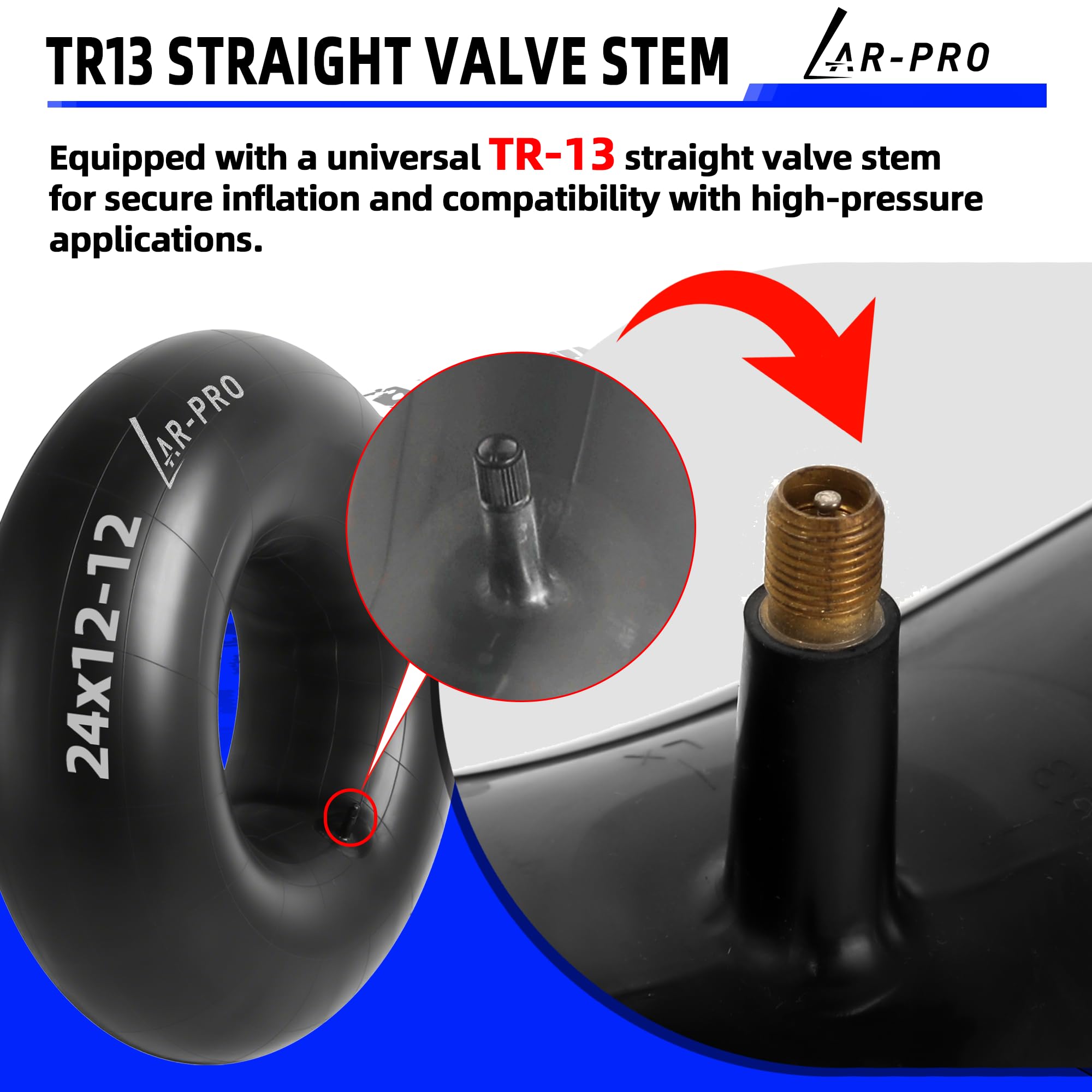 AR-PRO inner tube installed on lawn tractor demonstrating fit and reliability