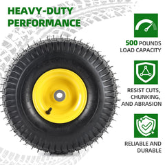 AR-PRO wheel installed on riding mower front demonstrating direct swap