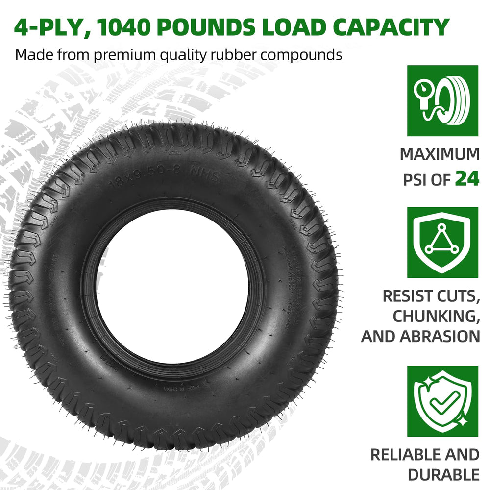 AR-PRO tire installed on a riding mower demonstrating improved stability